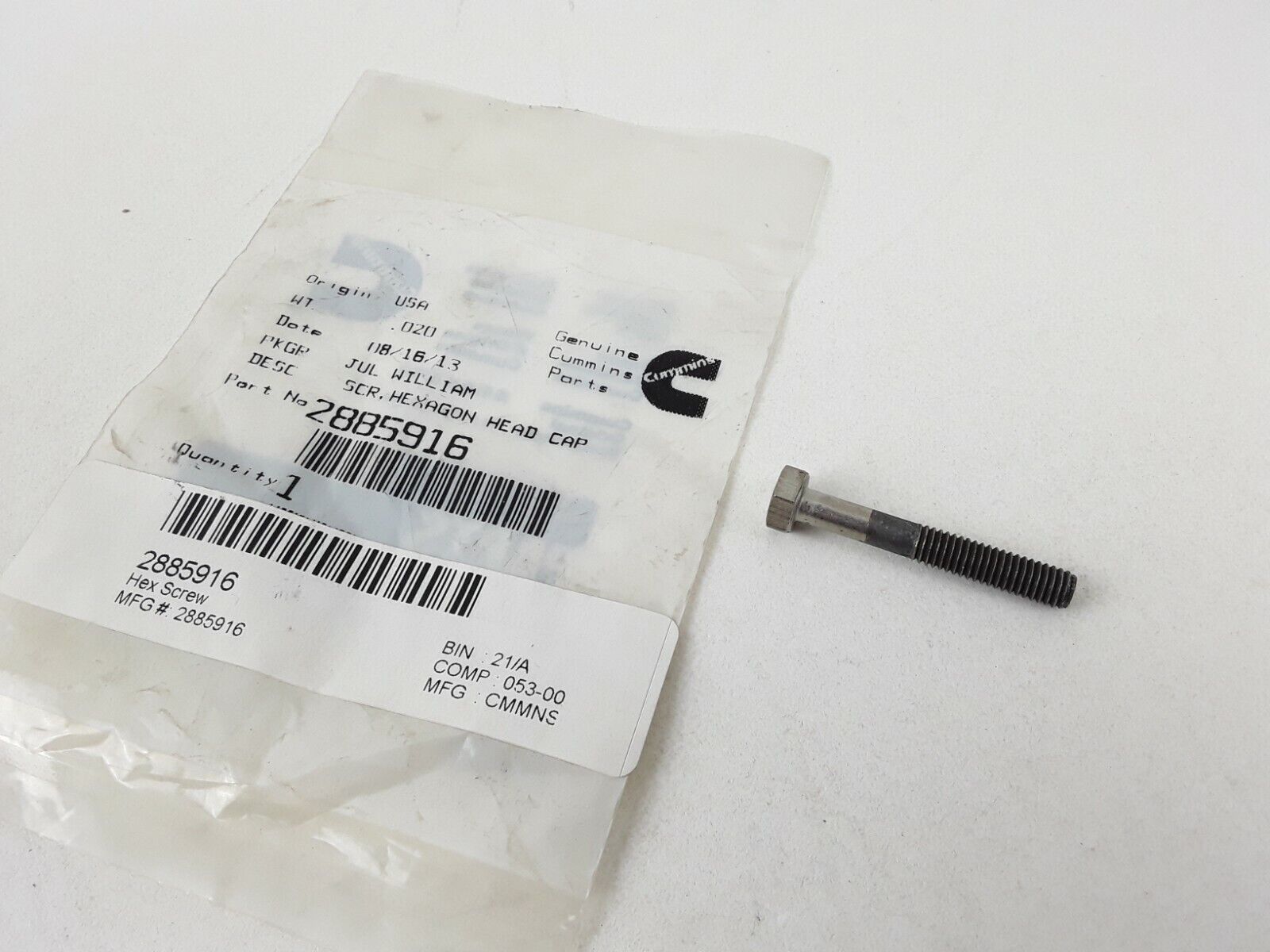 Cummins 2885916 SCREW,HEXAGON HEAD CAP FAST FREE SHIPPING - HotCarParts