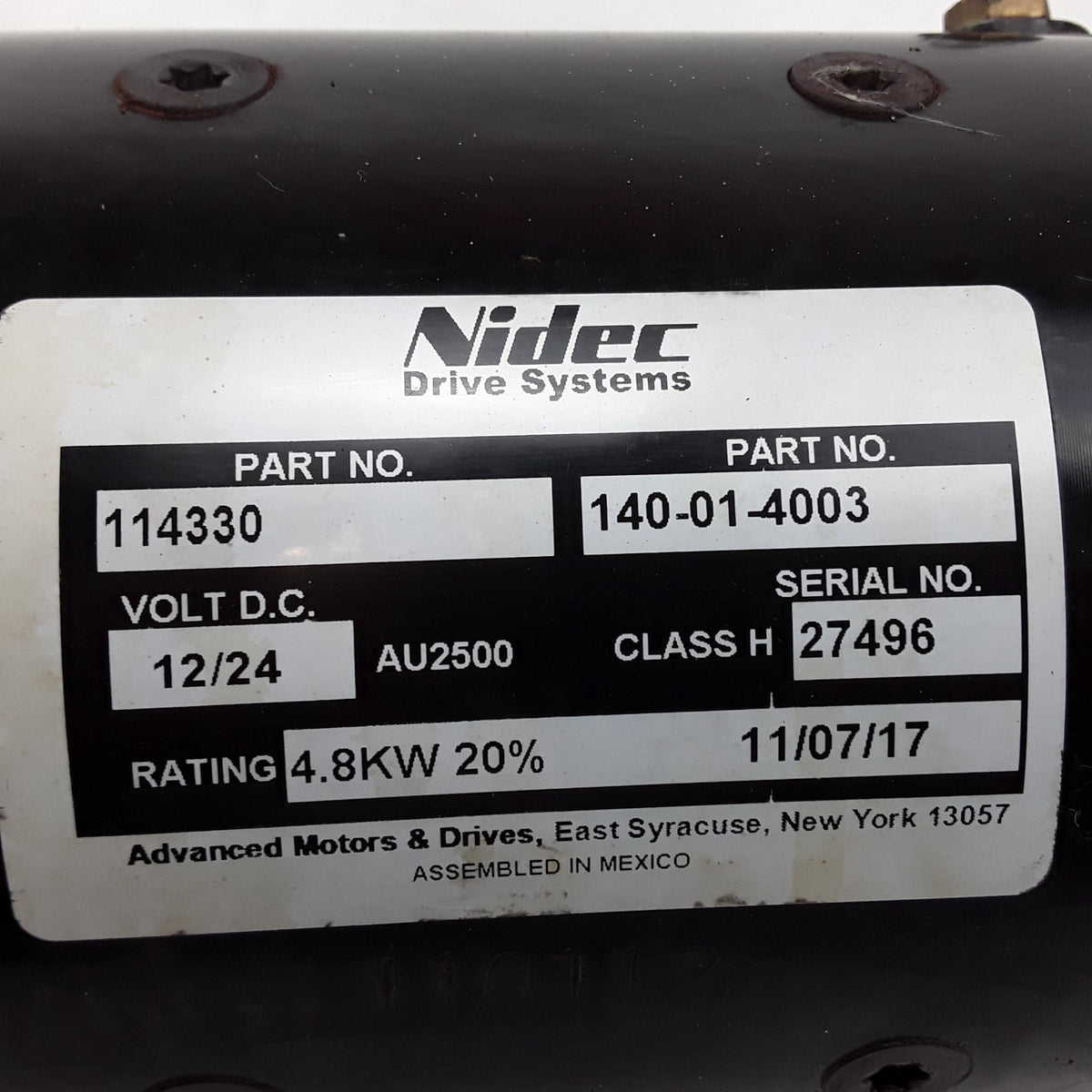 Nidec 140-01-4003 Electric Motor Assembly Fits Crown SP3520-30 Forklift