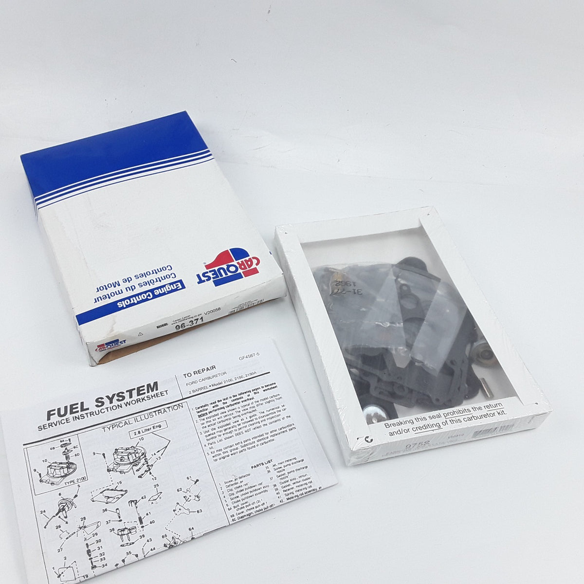 Carquest 96-371 Carburetor Repair Kit Fits Ford 2-Barrel Models 2100 2150 2150A