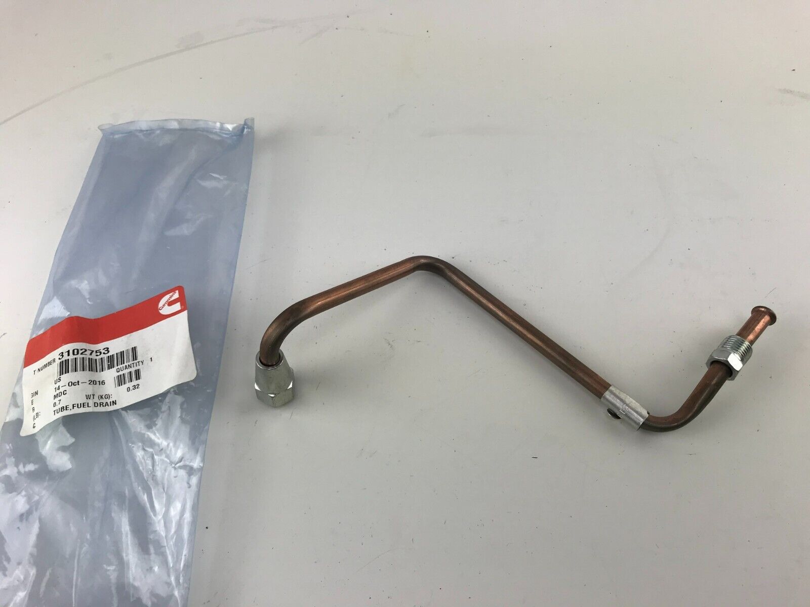 GENUINE OEM CUMMINS TUBE FUEL DRAIN 3102753 FAST SHIPPING - HotCarParts