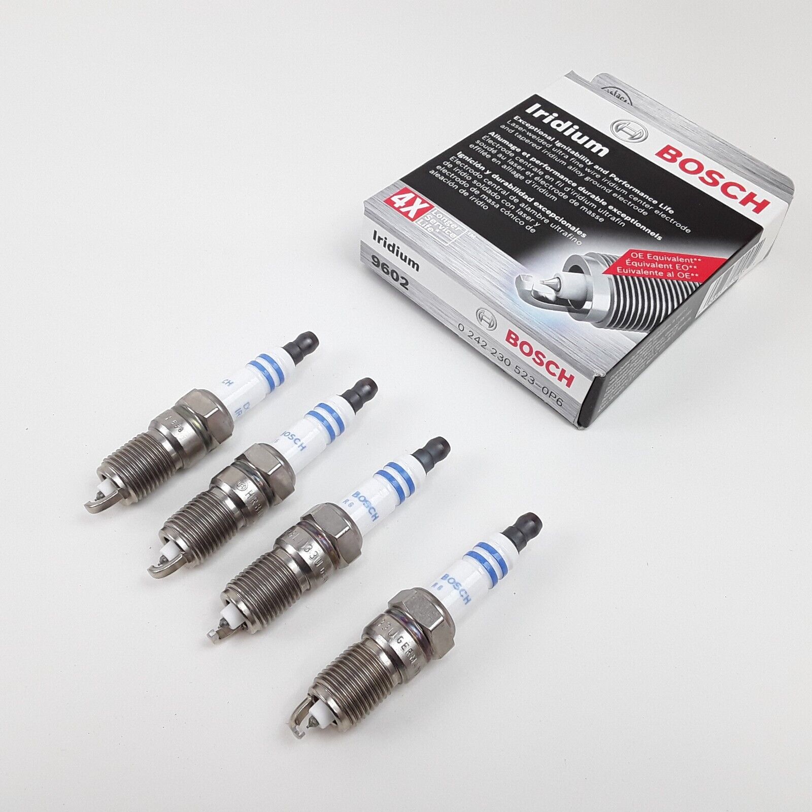 Set of 4 Bosch 9602 Double Iridium Spark Plugs Fits Cadillac, Chevrolet, GMC