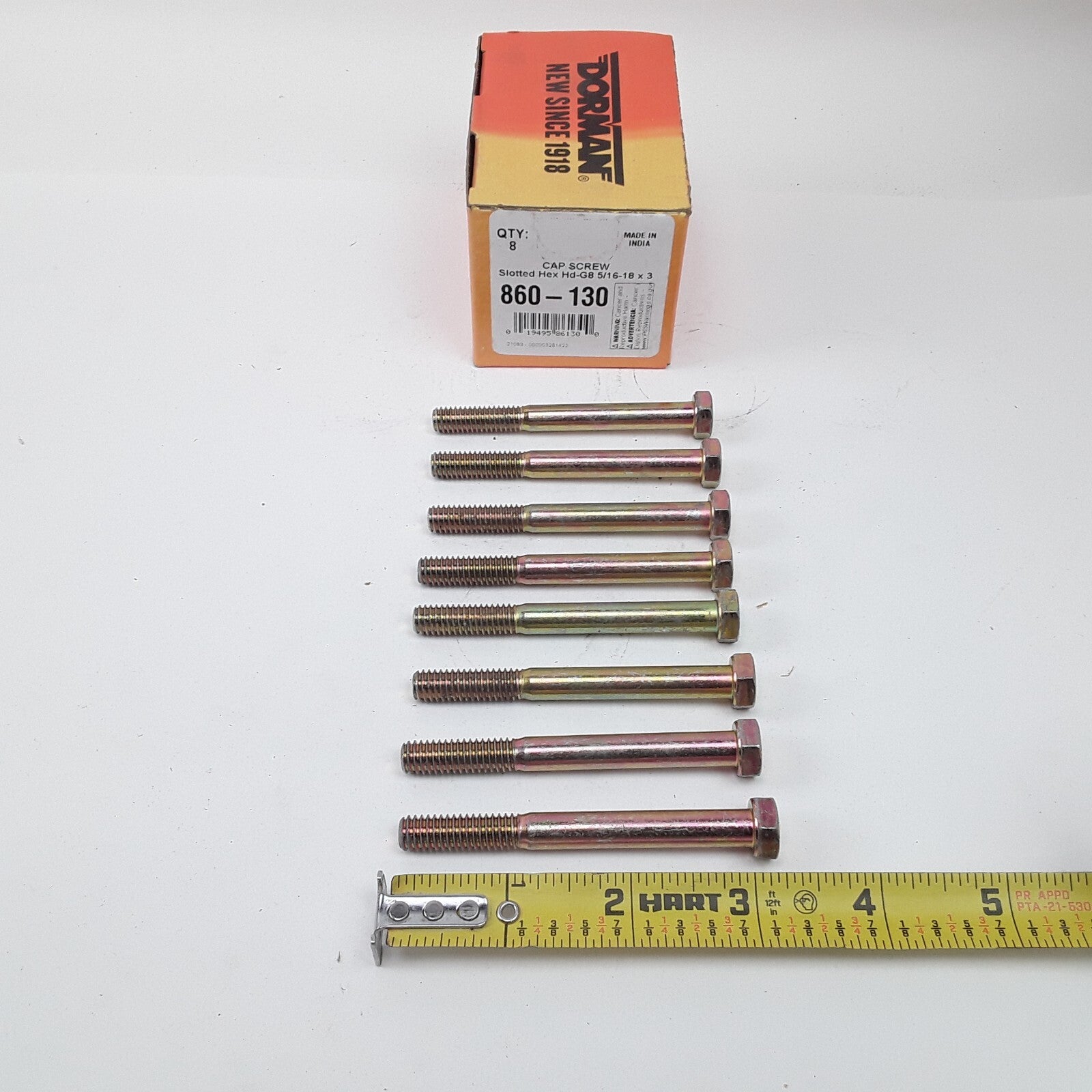 Multipurpose Car Truck Bolt Cap Screw-Hex Head-Grade 8- 5/16-18 x 3 In Pack of 8