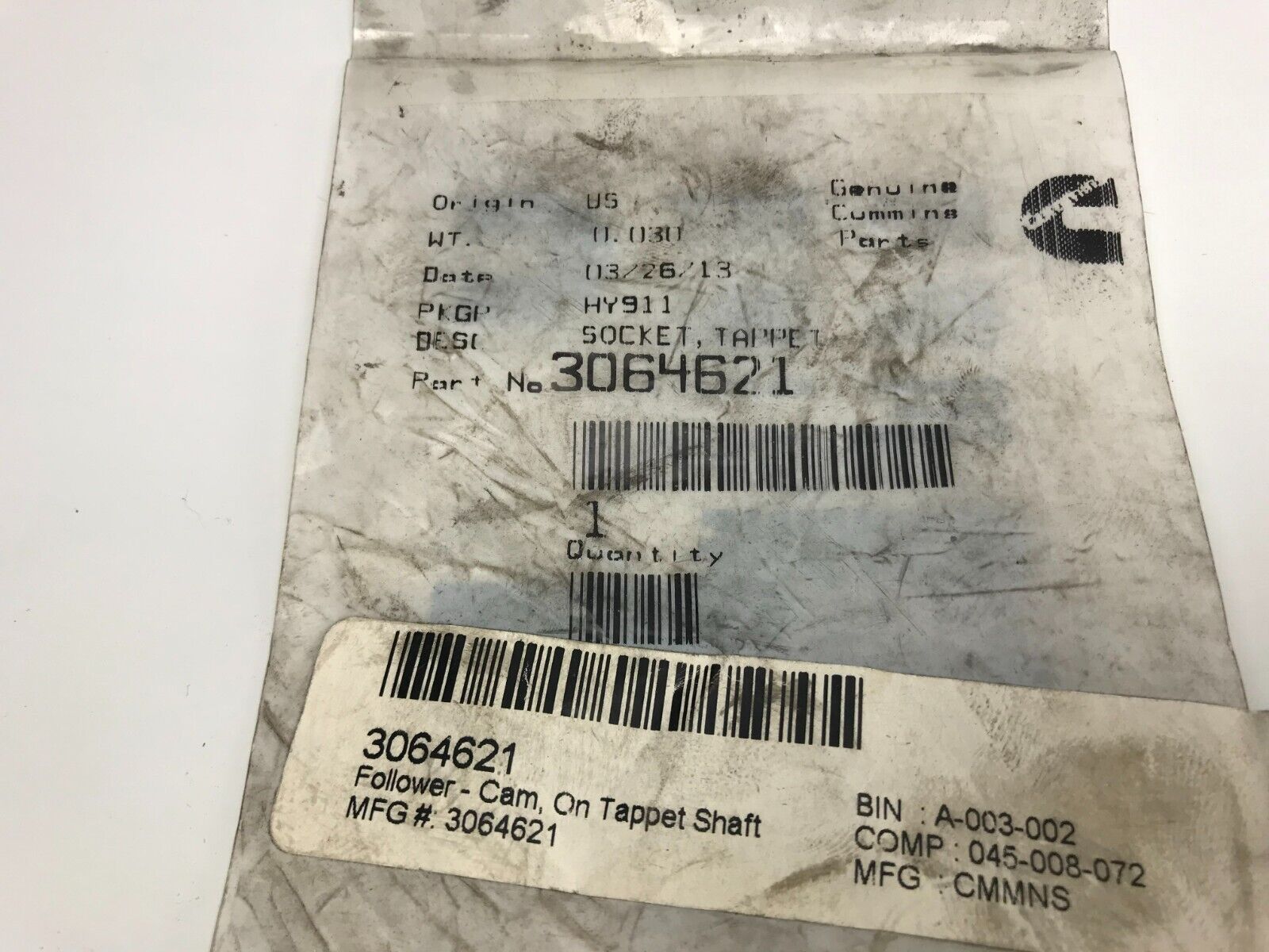 GENUINE OEM Cummins 3064621 Socket Tappet FAST SHIPPING 157811 - HotCarParts