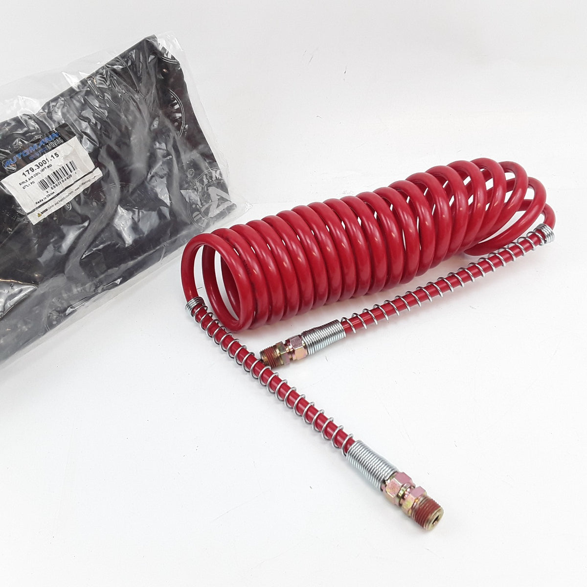 Automann 179.3001.15 Trailer Air Brake Emergency Coupling Hose 15 ft Nylon Hose