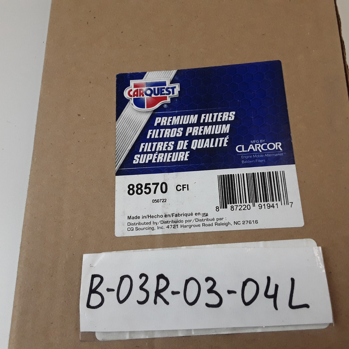 Carquest 88570 Cabin Air Filter Assembly Fits Caterpillar Equipment