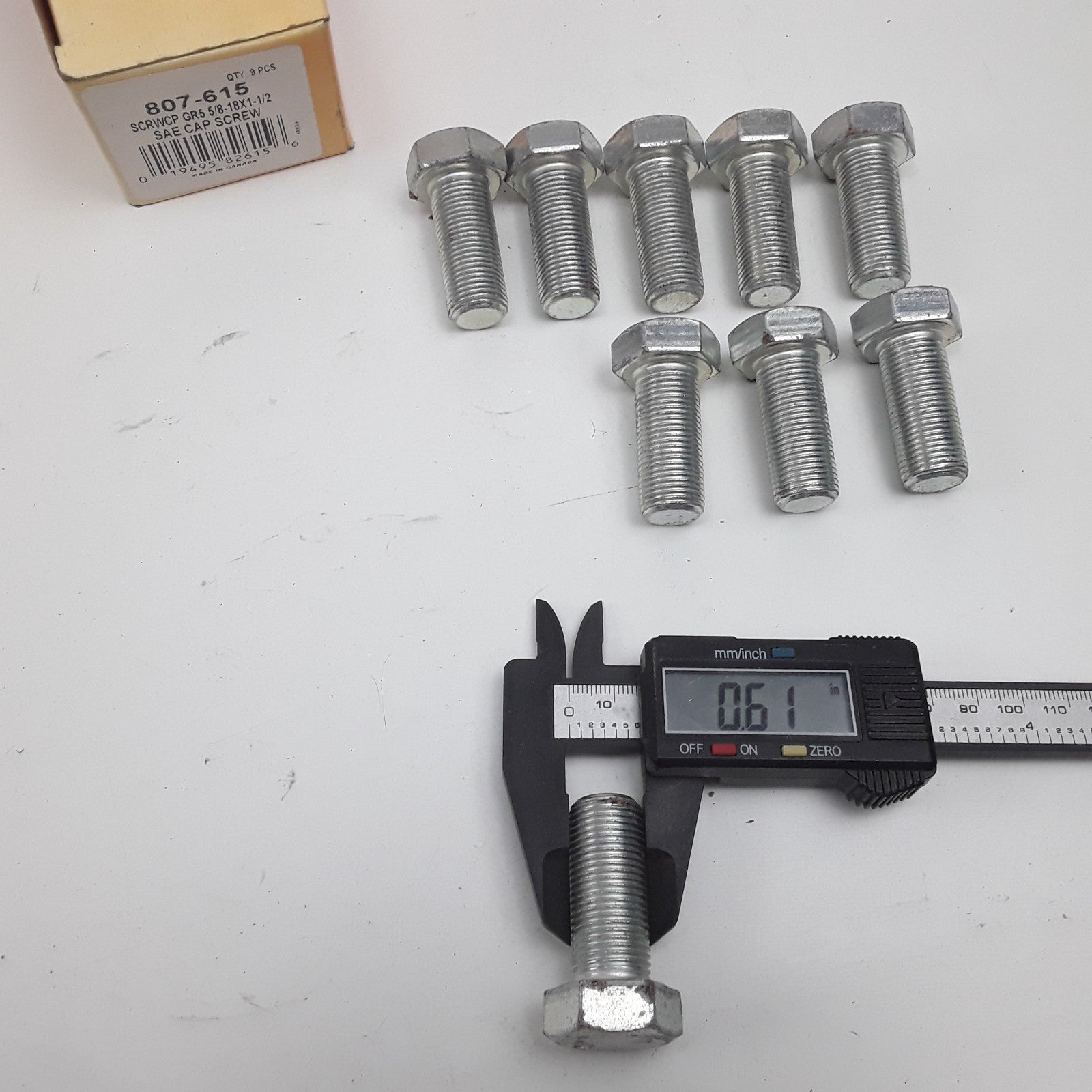 Dorman 807-615 Cap Screw-Hex Steel Head-Grade 5- 5/8-18 x 1-1/2 in Set of 9