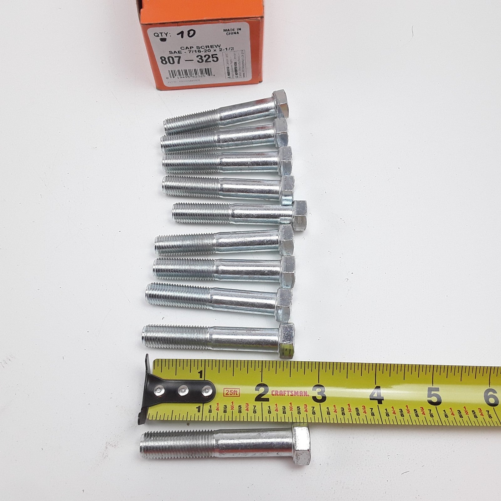 Dorman 807-325 Cap Screw-Hex Steel Head-Grade 5- 7/16-20 x 2-1/2 in Set of 10