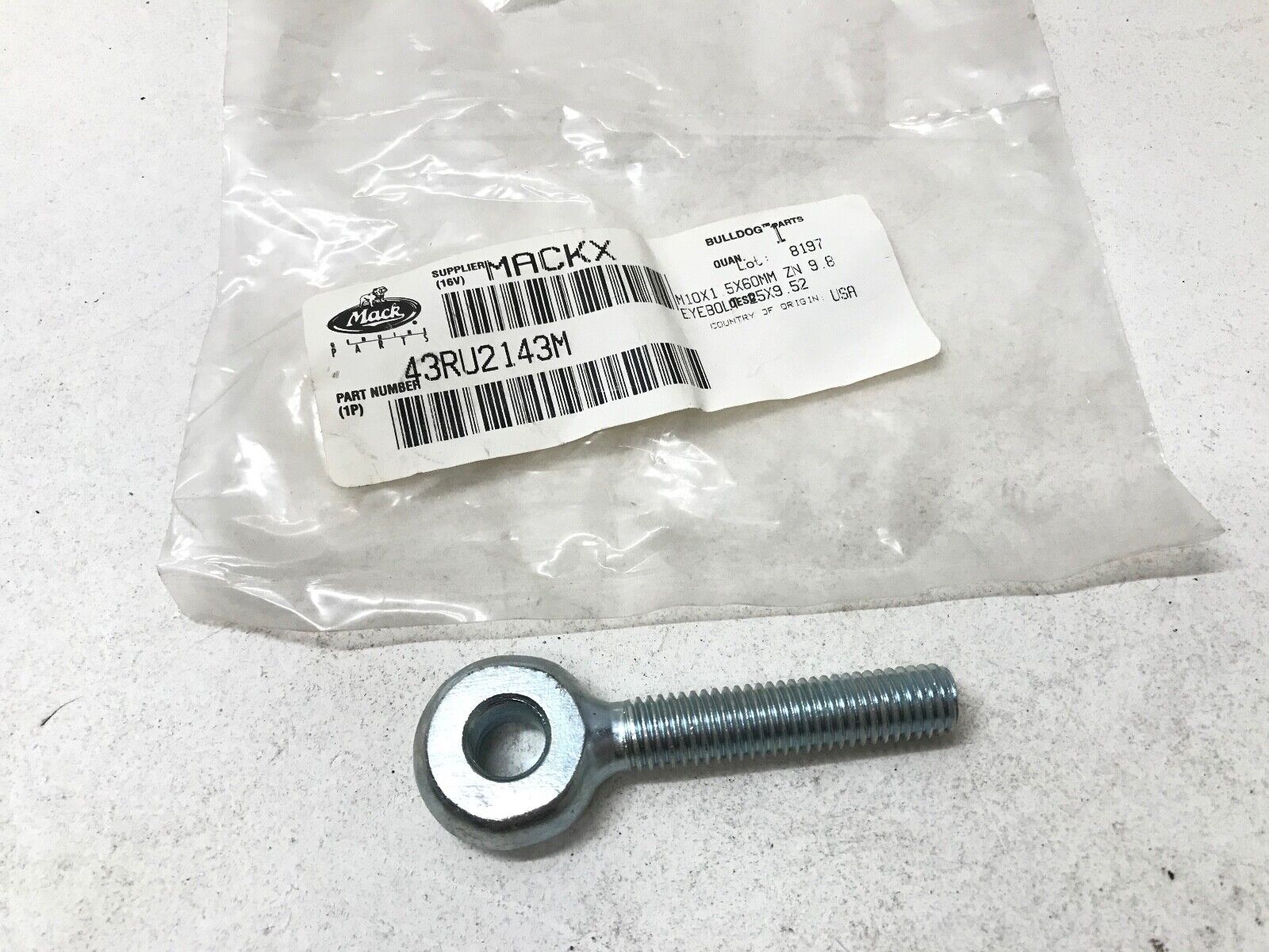 GENUINE MACK 43RU2143M OEM BOLT M10X1 5X60MM EYEBOLT 25X9 . 52 - HotCarParts