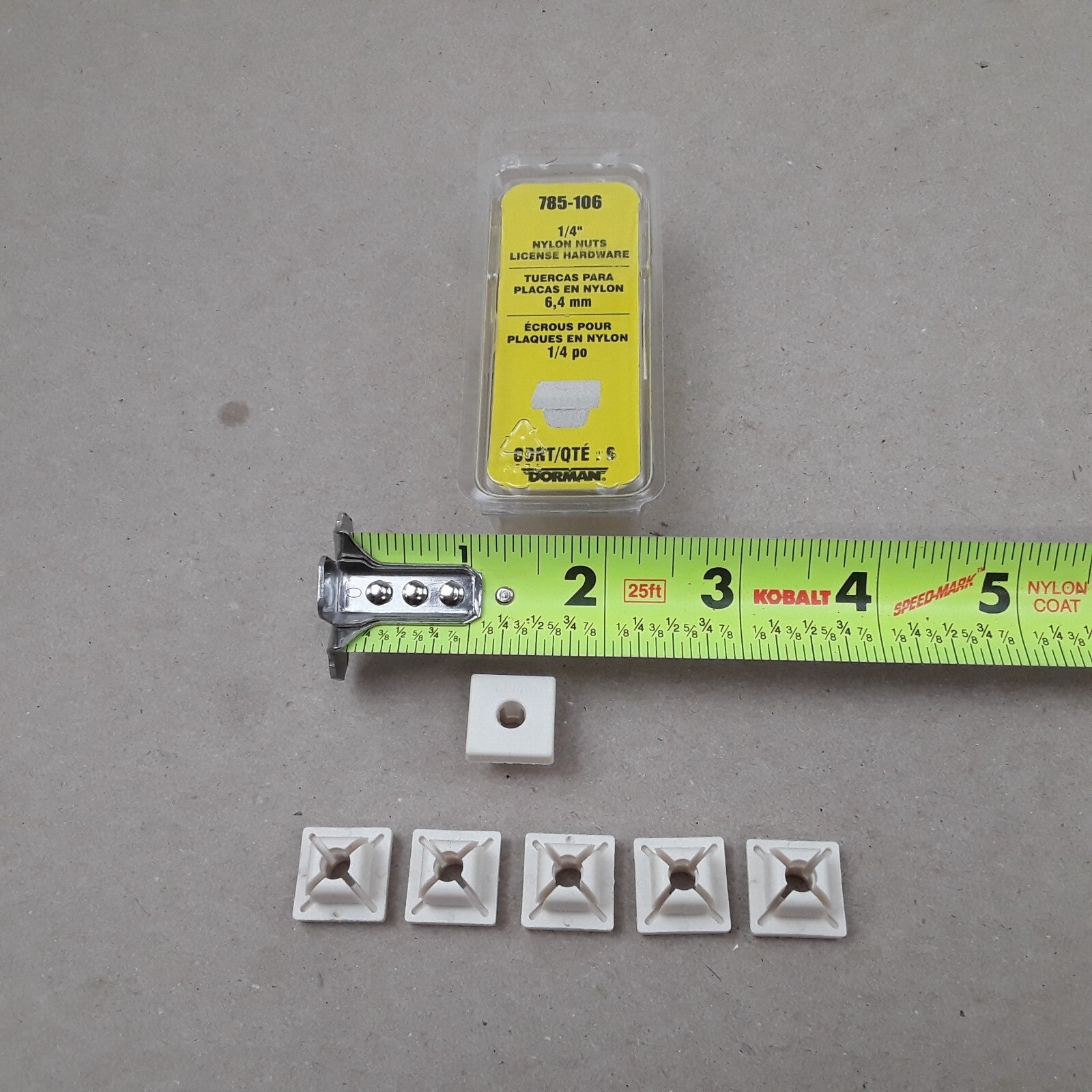 Dorman 785-106 License Plate Fasteners-Nylon Nut Insert- M6 No 14 1/4 Set of 6