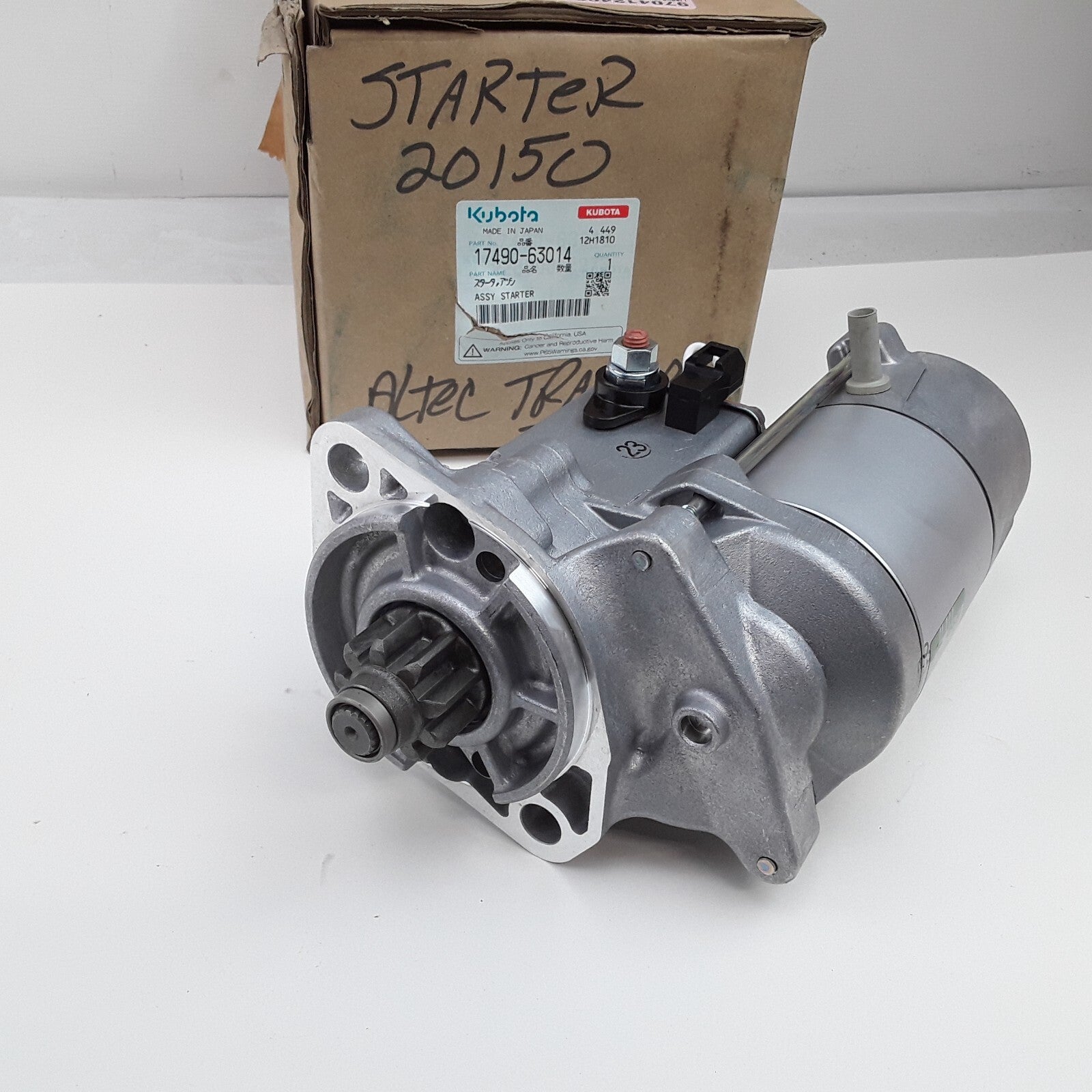 OEM Kubota 17490-63014 12V Starter Motor Compatible with Kubota V2203 Engine