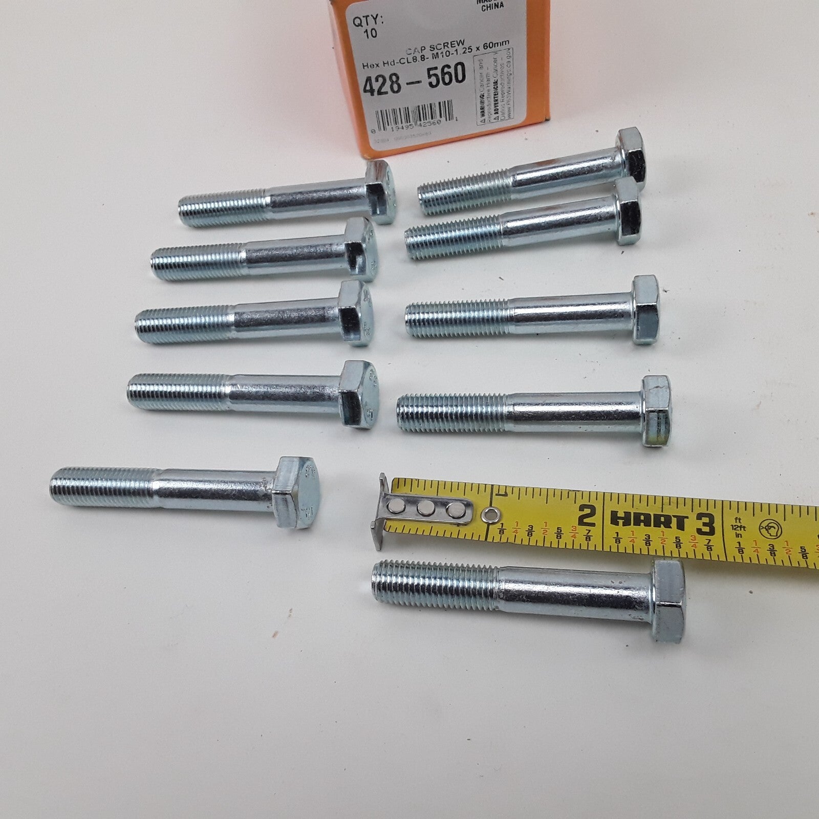 Multi-Purpose Bolt Cap Screw-Hex Head-Class 8.8- M10-1.25 x 60mm Pack of 10