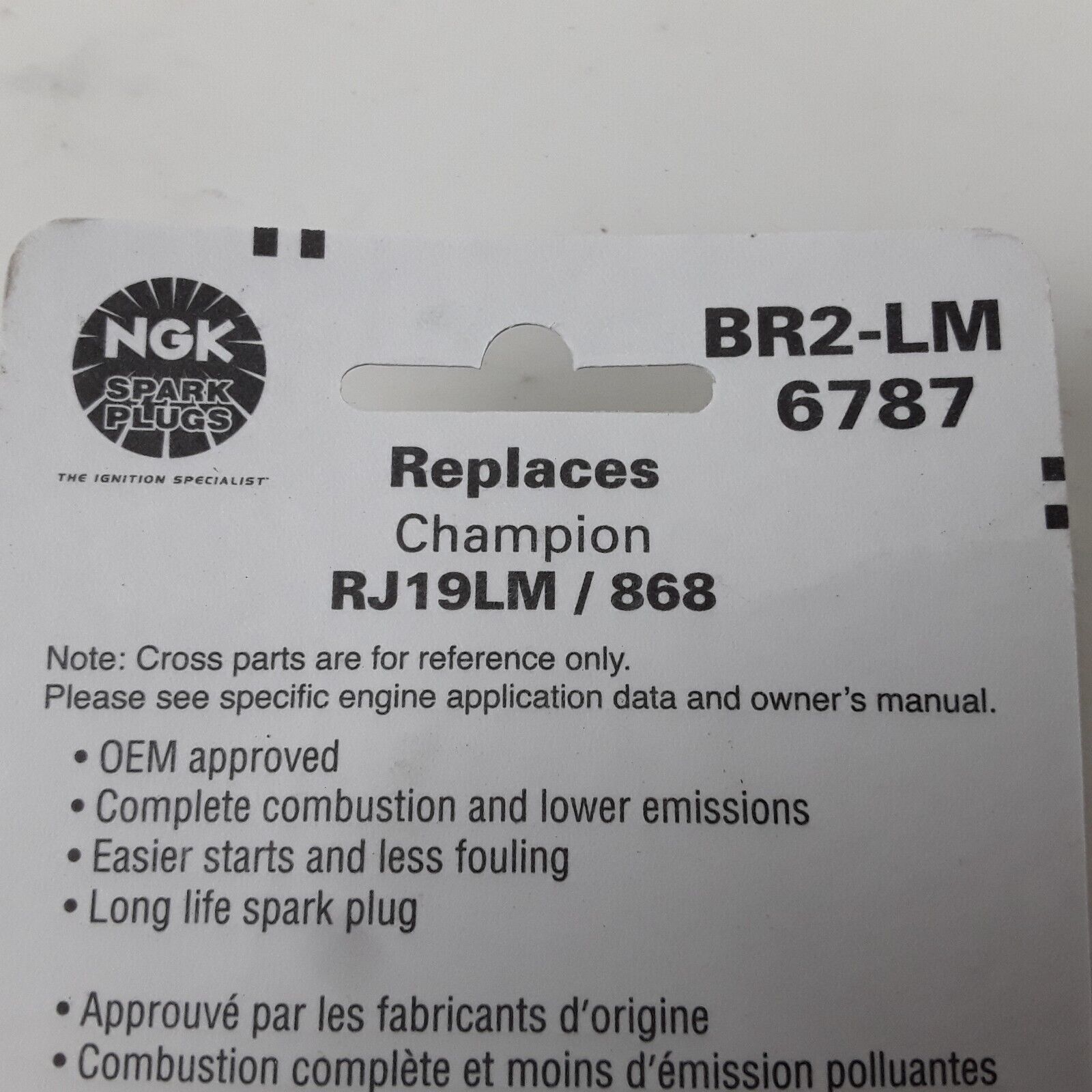 Set of 6 NGK 6787 BR2-LM Standard Carded Nickel Spark Plug Replace # RJ19LM 868