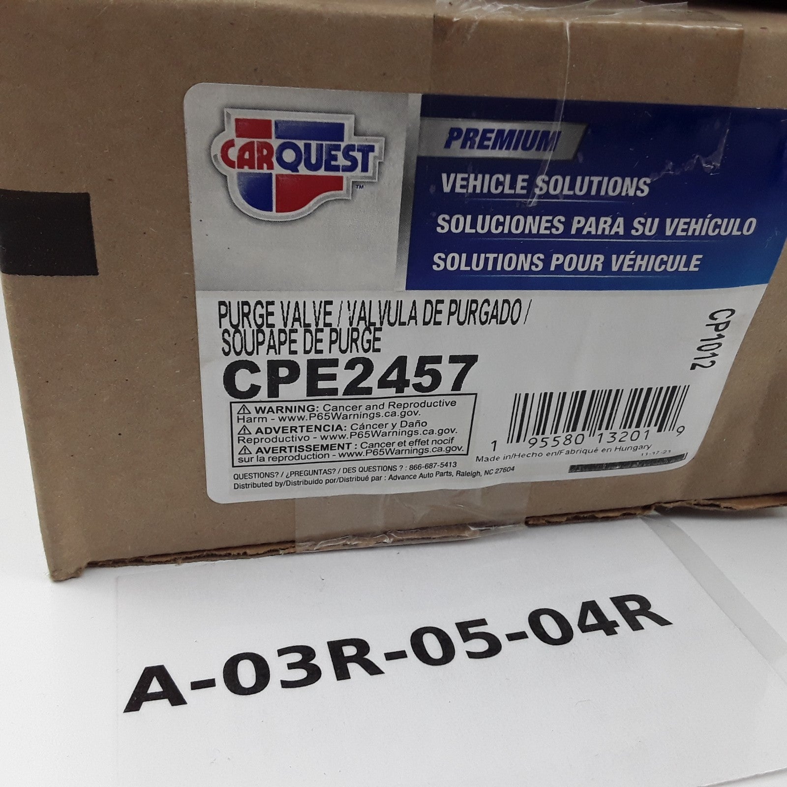Carquest CPE2457 Canister Purge Solenoid Fits Volkswagen Jetta (2013-2014, 2016)