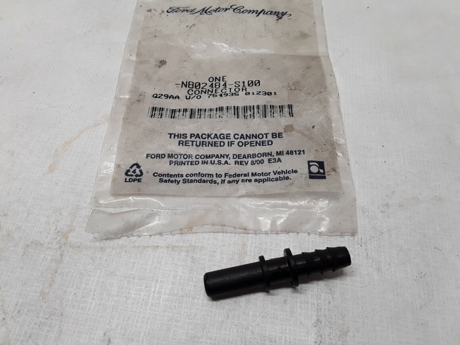 N802484S100 CONNECTOR AIR WATER FUEL Ford OEM FAST FREE SHIPPING - HotCarParts