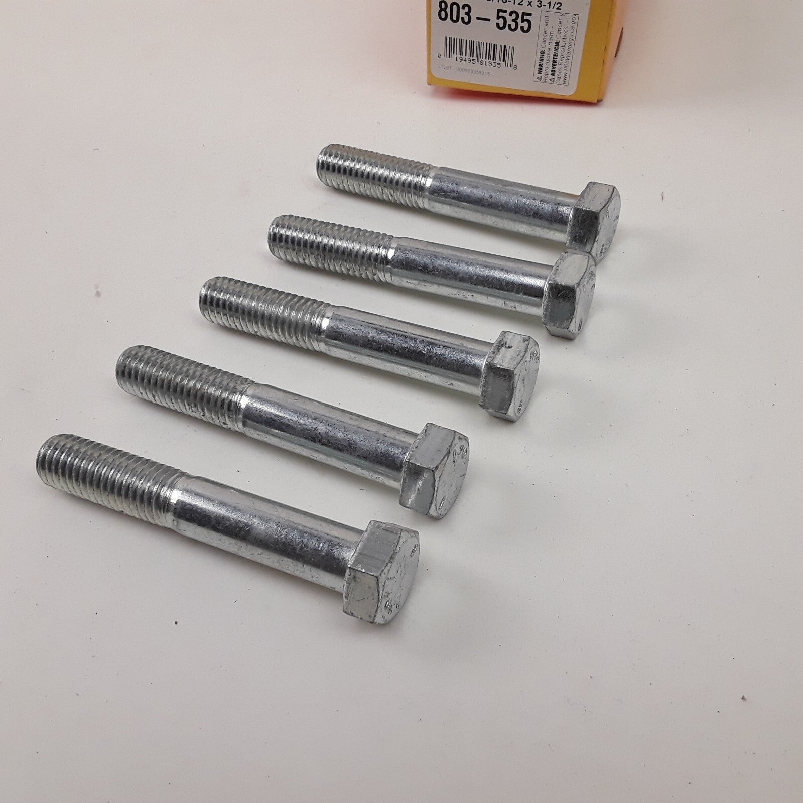 5 pcs Multipurpose Car Truck Bolt Cap Screw-Hex Head-Grade 5- 9/16-12 x 3-1/2 In