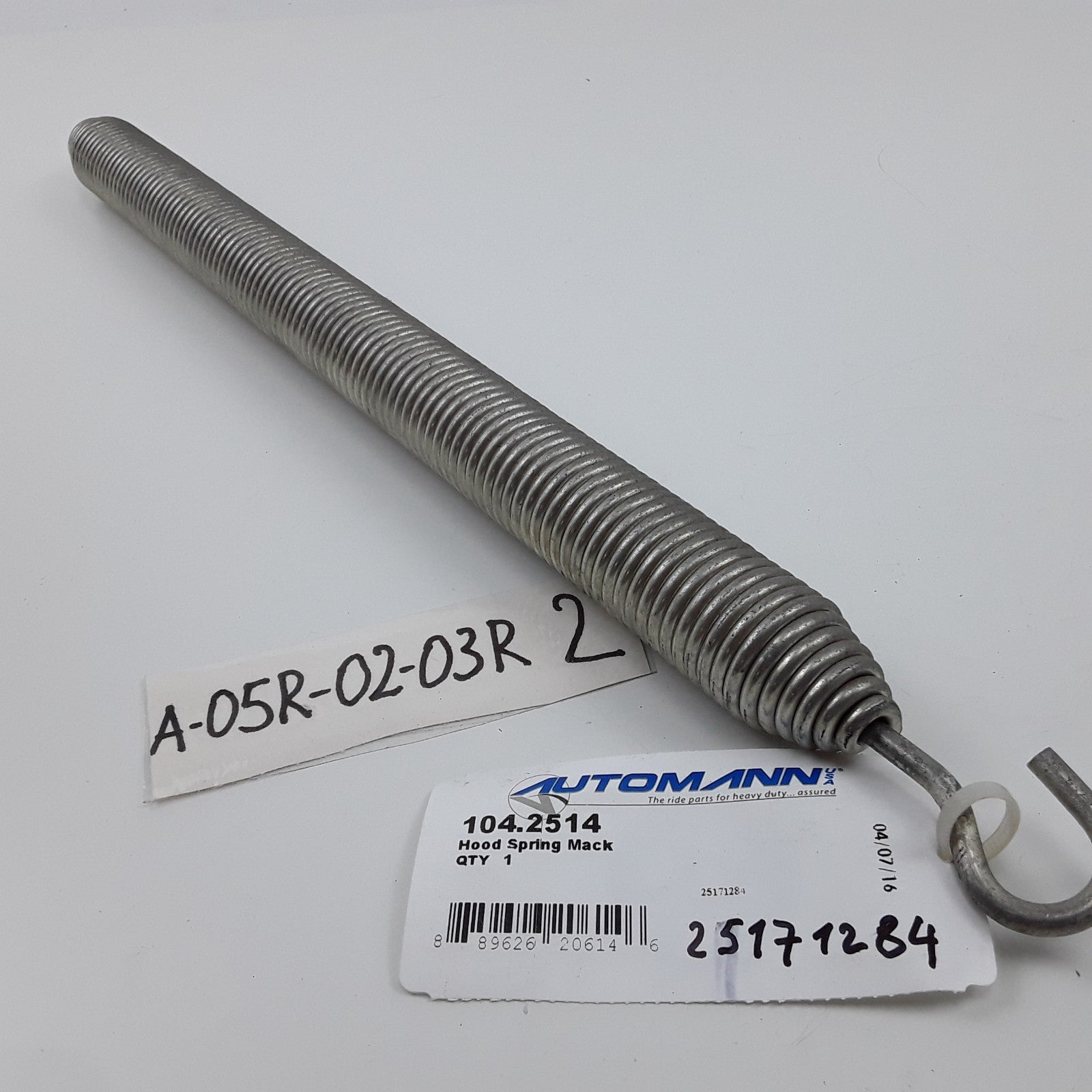 Automann 104.2514 Hood Spring Fits Mack Vision CX CXP CXN p/n 57QL261M,25171284