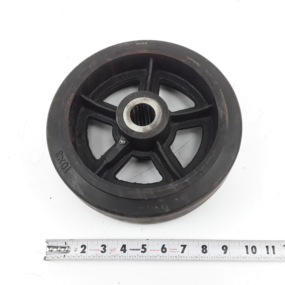 10" x 3" Heavy-Duty Rubber Drive Wheel With Splined Hub For Industrial Equipment