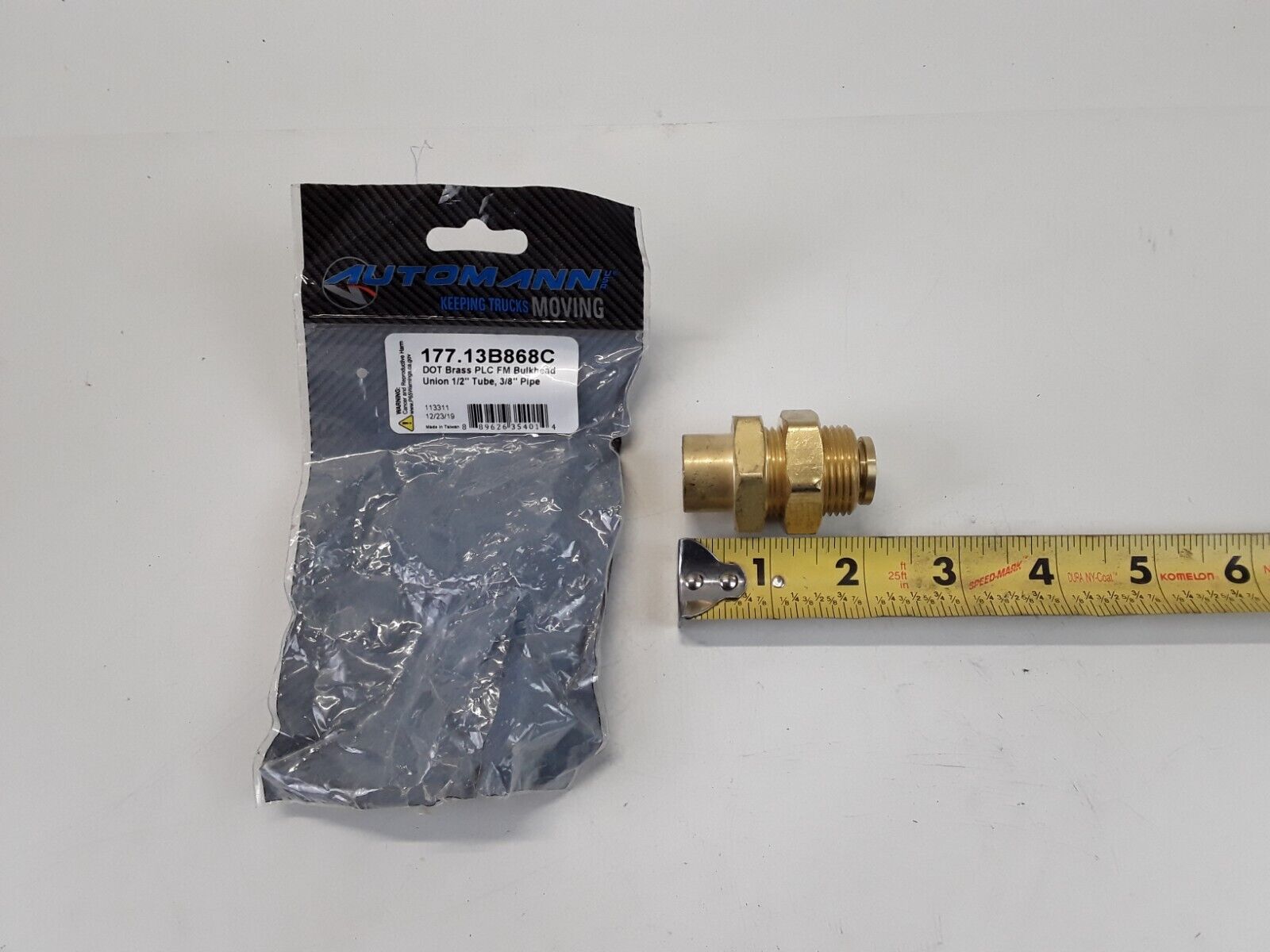 Brass PLC FM Bulkhead Union 1/2 Tube X 3/8in Pipe For Air Hose Fitting Connector - HotCarParts