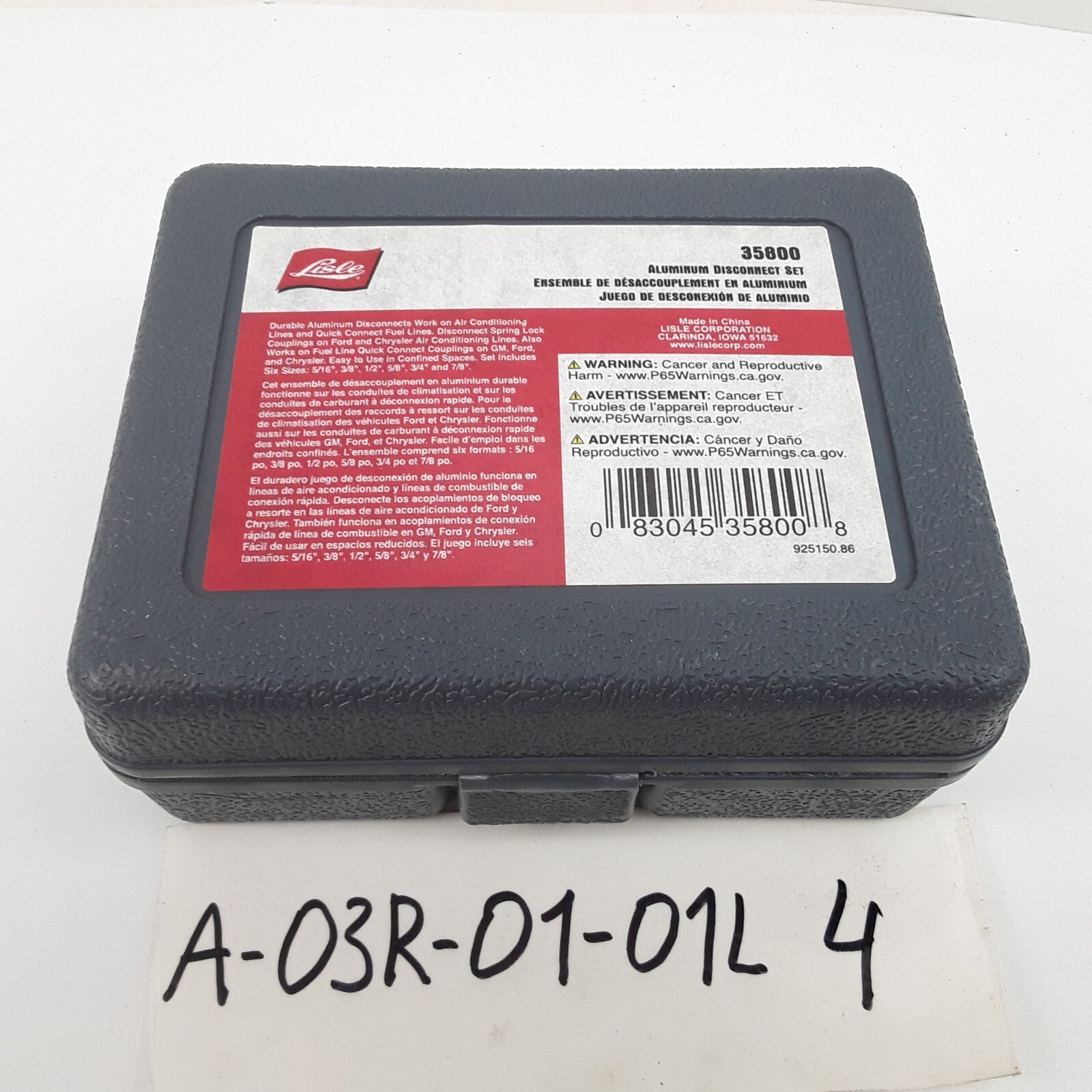 Lisle 35800 Aluminum Disconnect Set Size 5/16", 3/8", 1/2", 5/8", 3/4", 7/8"