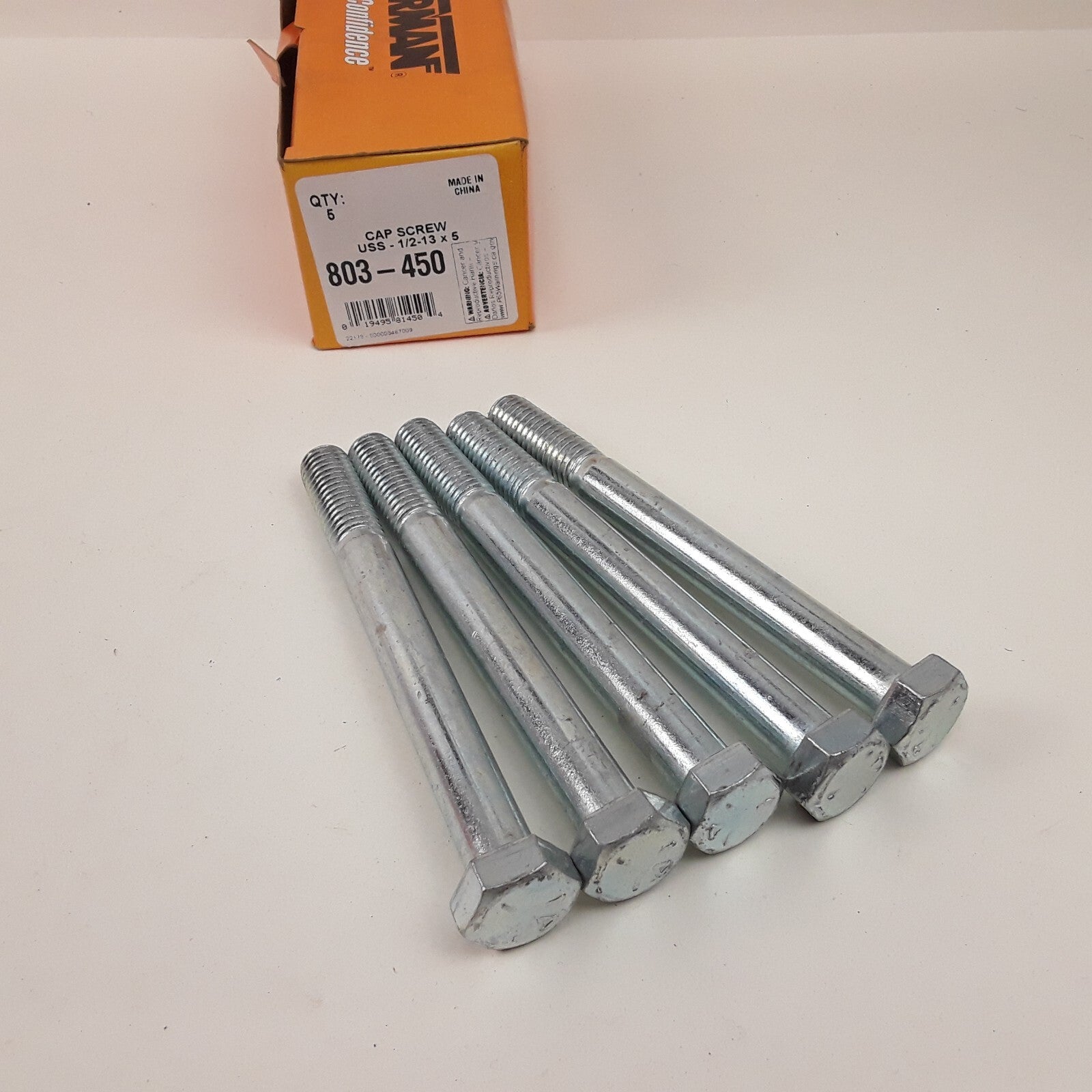 Multipurpose Car Truck Bolt Cap Screw-Hex Head-Grade 5- 1/2-13 x 5 In Pack of 5