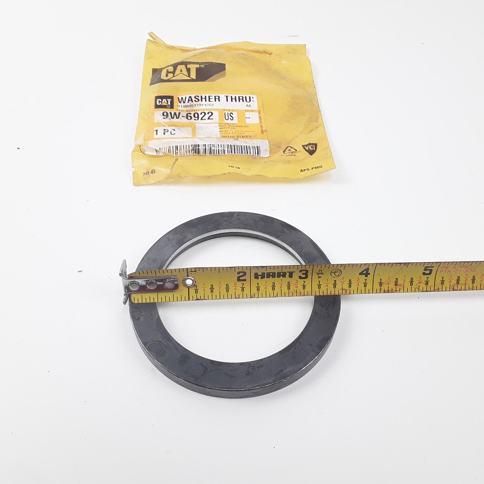 Caterpillar 9W-6922 65.6mm Thrust Washer Heavy Duty Inner 2.6in Outer 3.5in