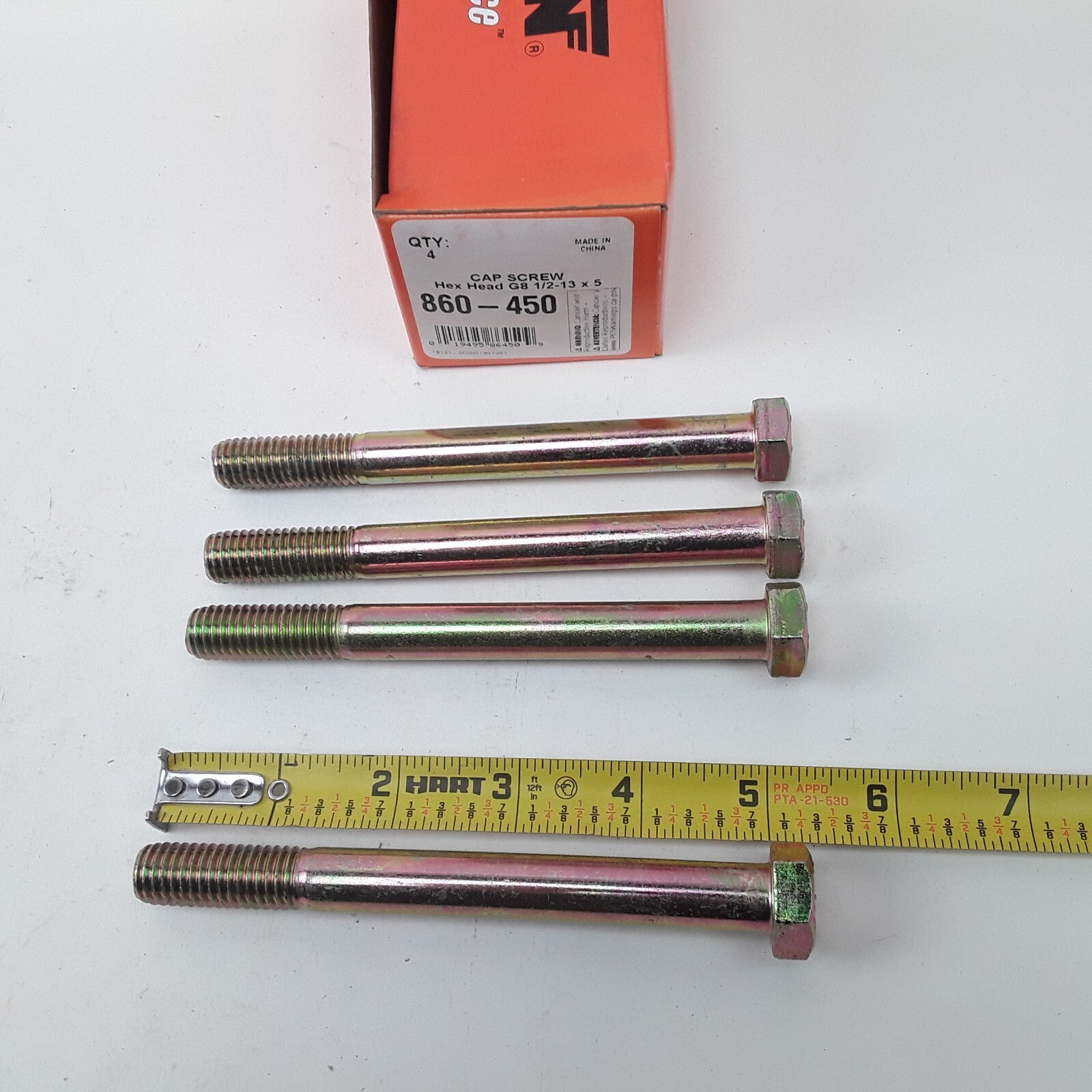 Multi-Purpose Acero Bolt Cap Screw-Hex Head-Grade 8- 1/2-13 x 5 In Pack of 4