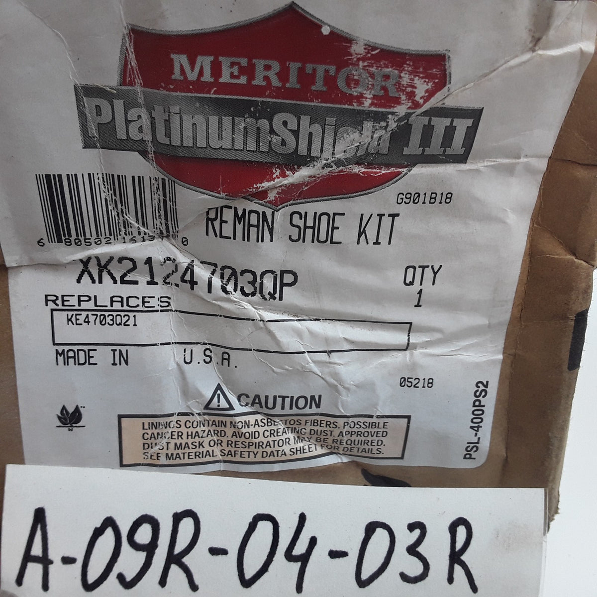 Meritor XK2124703QP Drum Brake Shoe Kit Fits Meritor Q Plus Front Axle