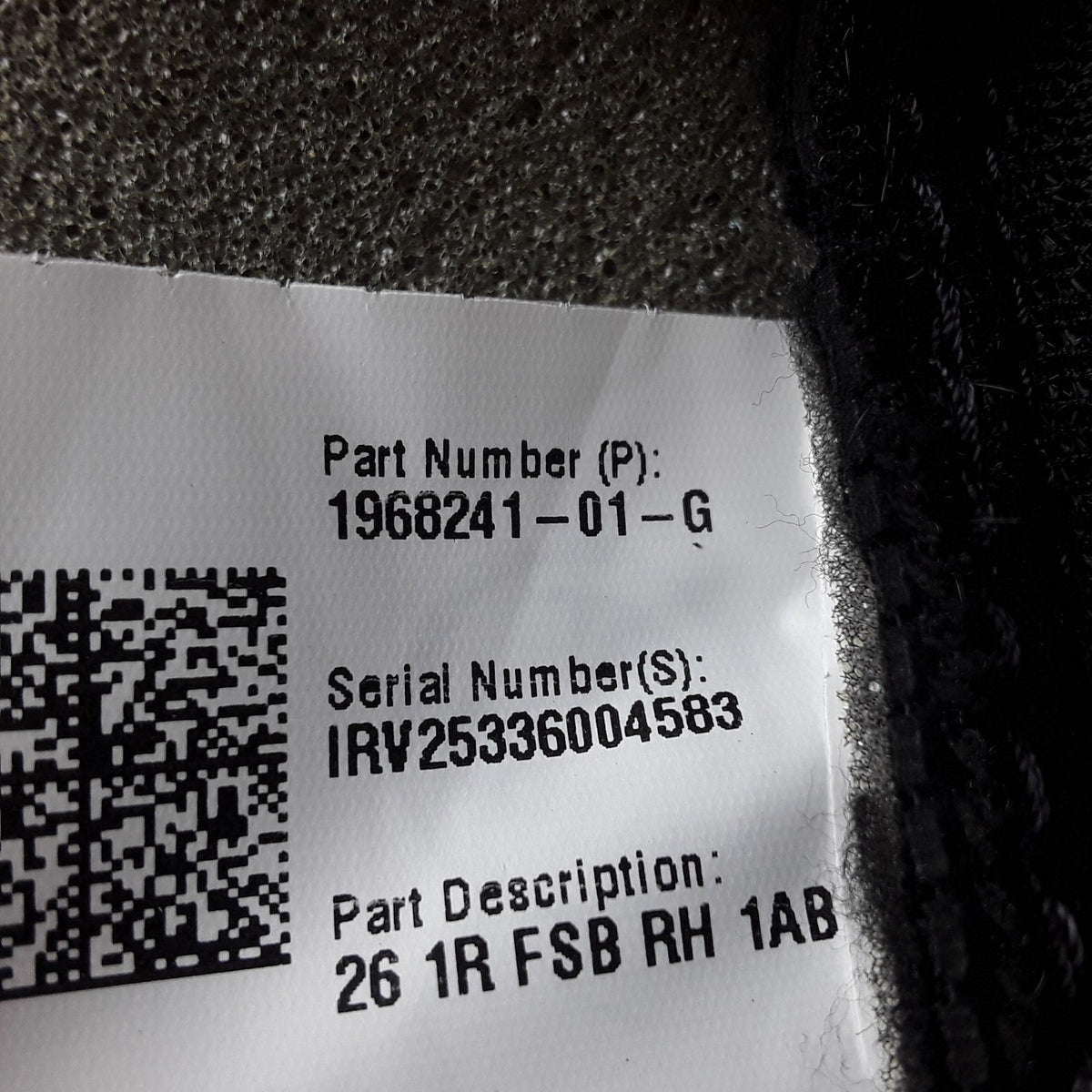 1968241-01-G RH LHD Black Performance 1st Row Seatback Cover Tesla Model Y 2025