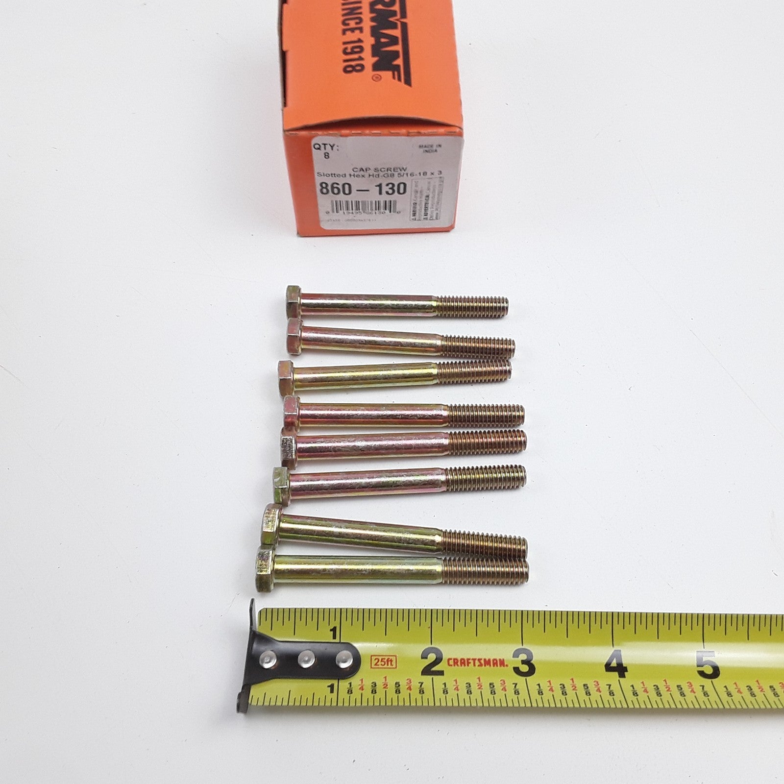 Dorman 860-130 Cap Screw-Hex Steel Head-Grade 8- 5/16-18 x 3 in Set of 8