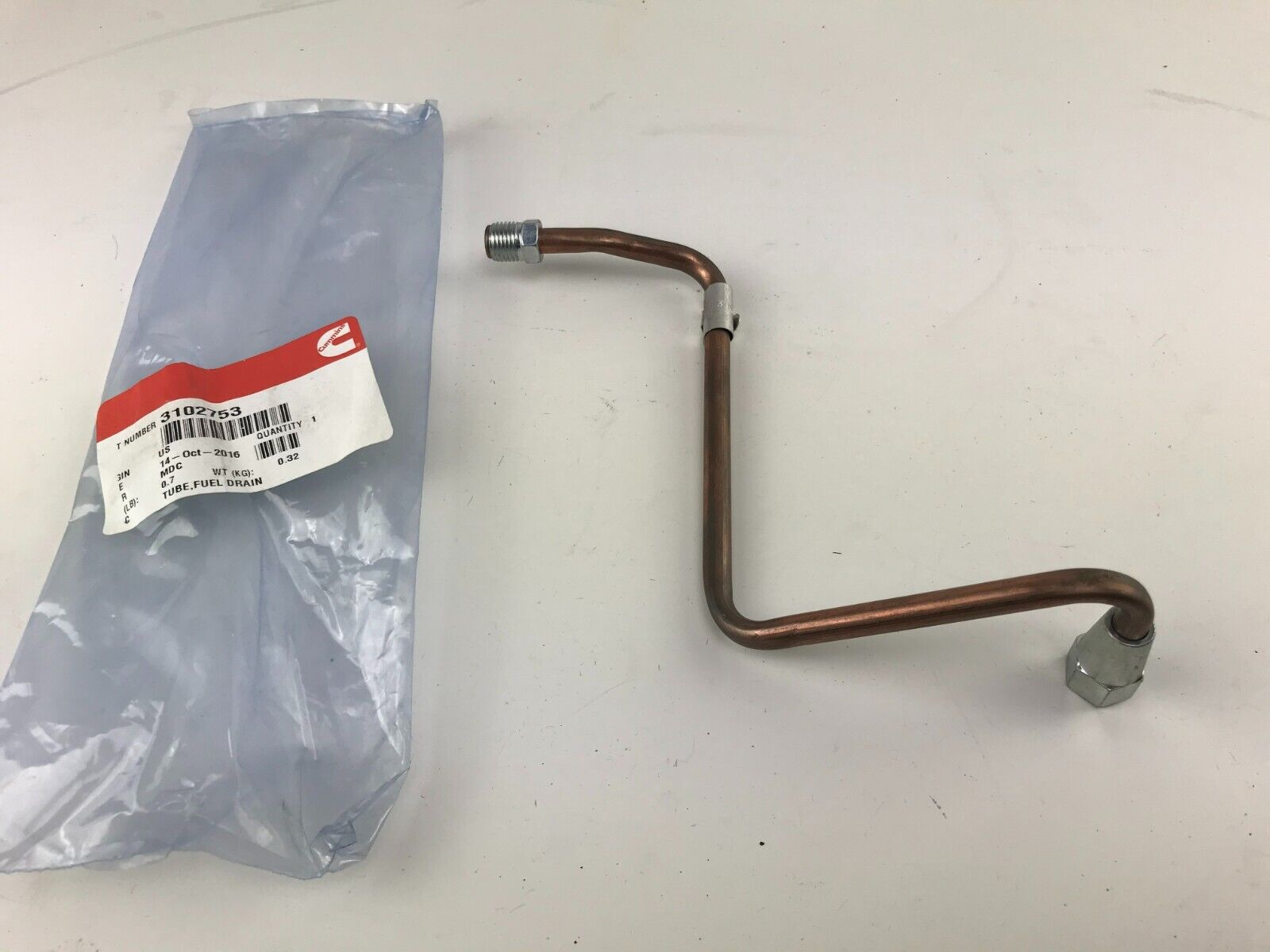 GENUINE OEM CUMMINS TUBE FUEL DRAIN 3102753 FAST SHIPPING - HotCarParts