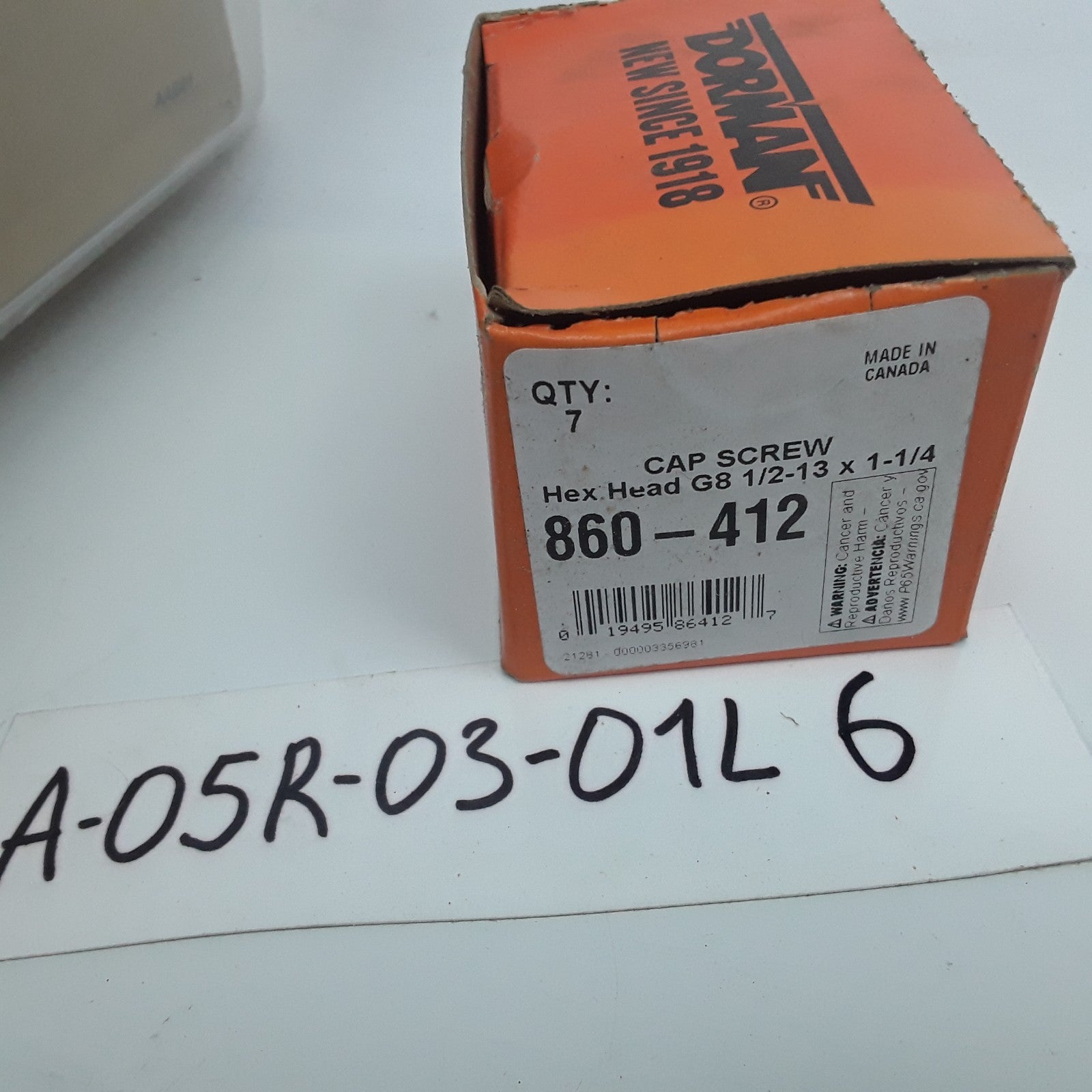 Dorman 860-412 Cap Screw-Hex Steel Head-Grade 8- 1/2-13 x 1-1/4 in Set of 7