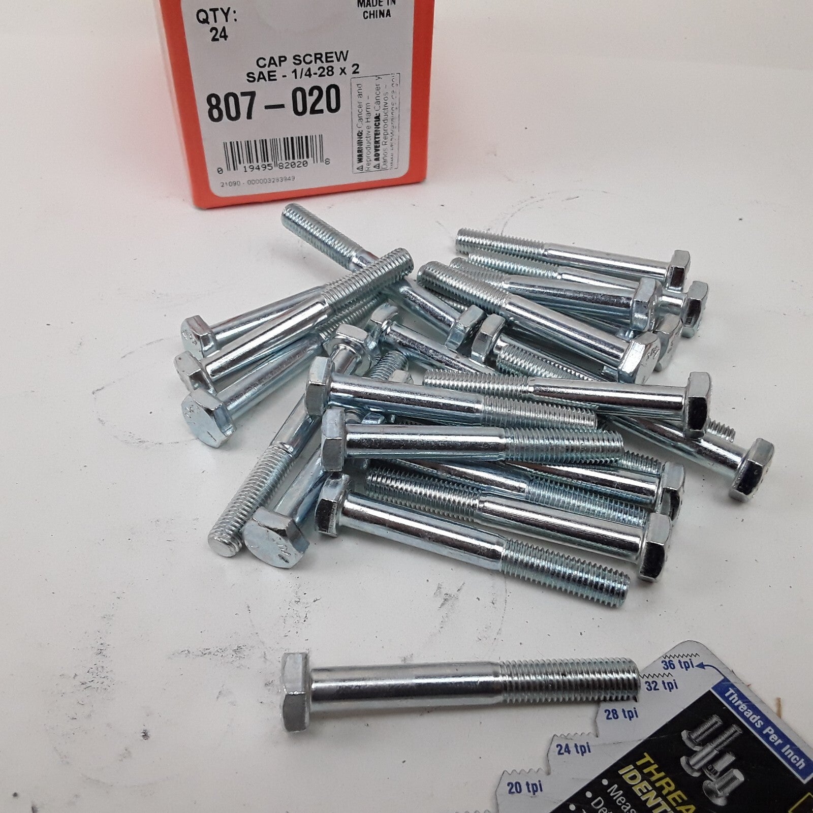 Multipurpose Car Truck Bolt Cap Screw-Hex Head-Grade 5- 1/4-28 x 2 In Pack of 24