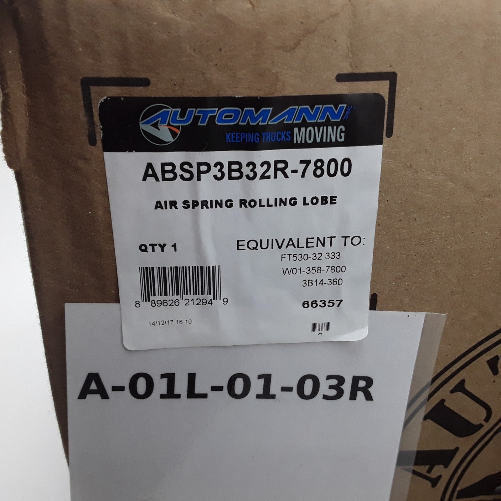 Automann ABSP3B32R-7800 Air Spring Rolling Lobe Triple Convoluted