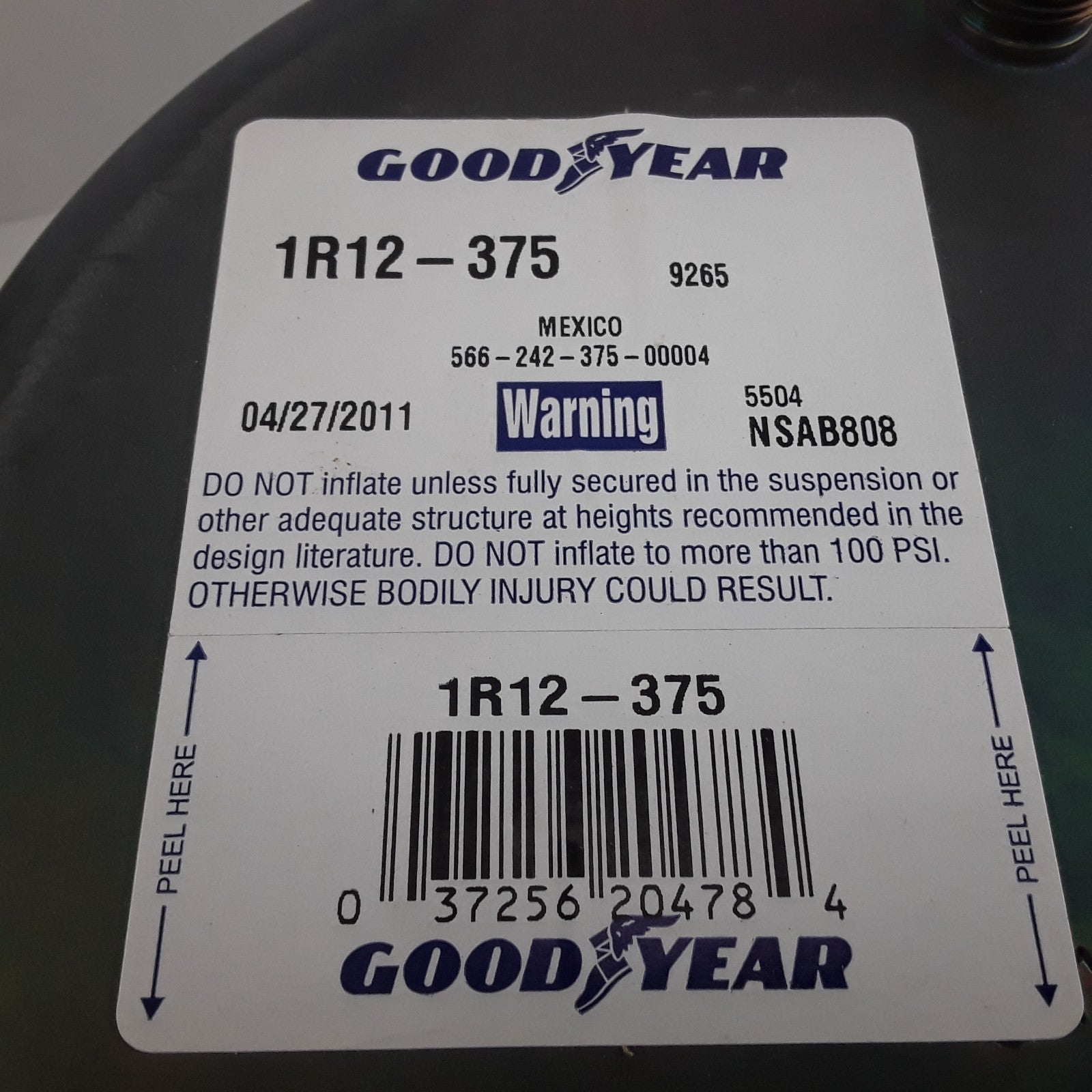 Goodyear 1R12-375 Super Cushion Rolling Lobe Air Springs High Performance