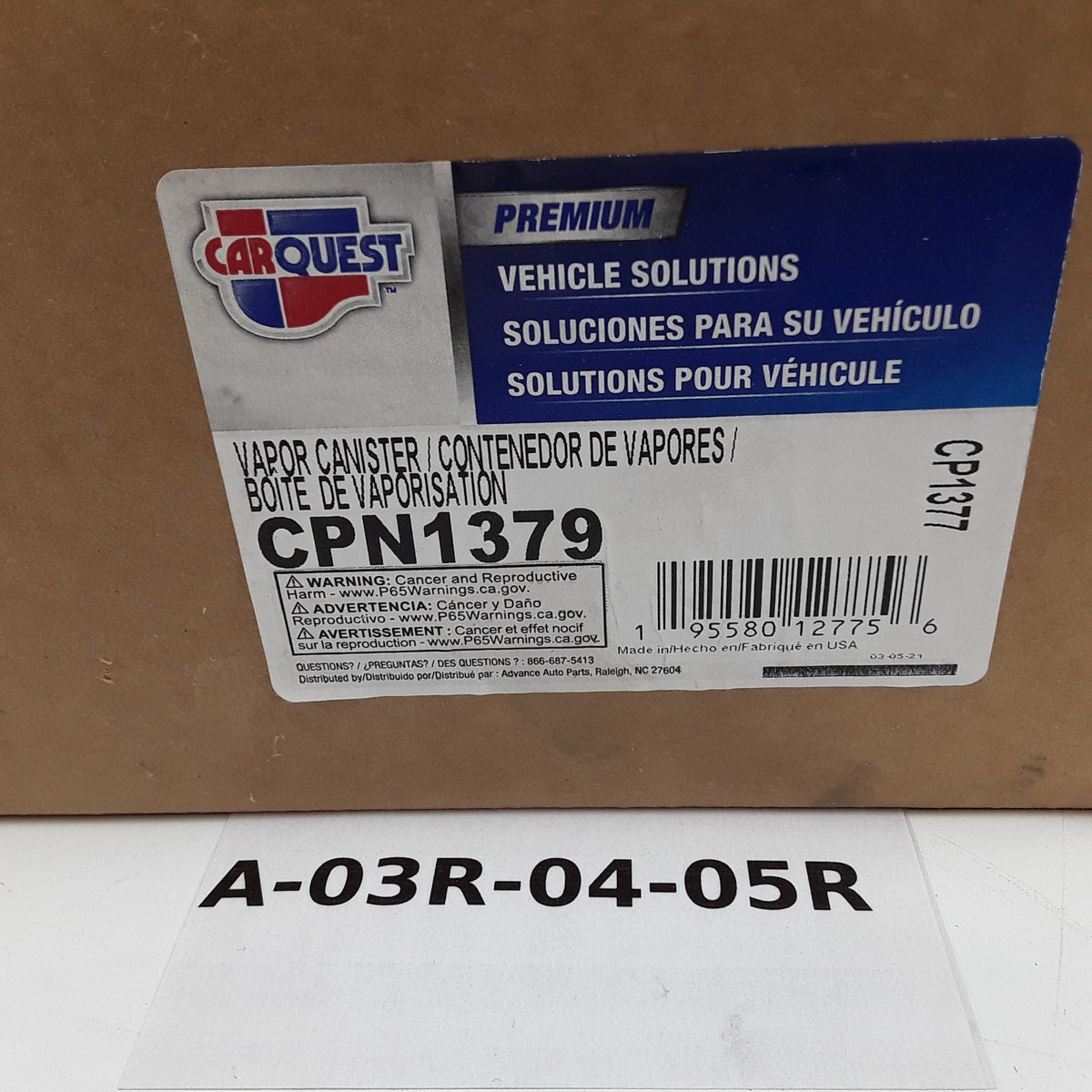 Fuel Vapor Canister Fits Chrysler Sebring (2008 2009 2010) Carquest CPN1379