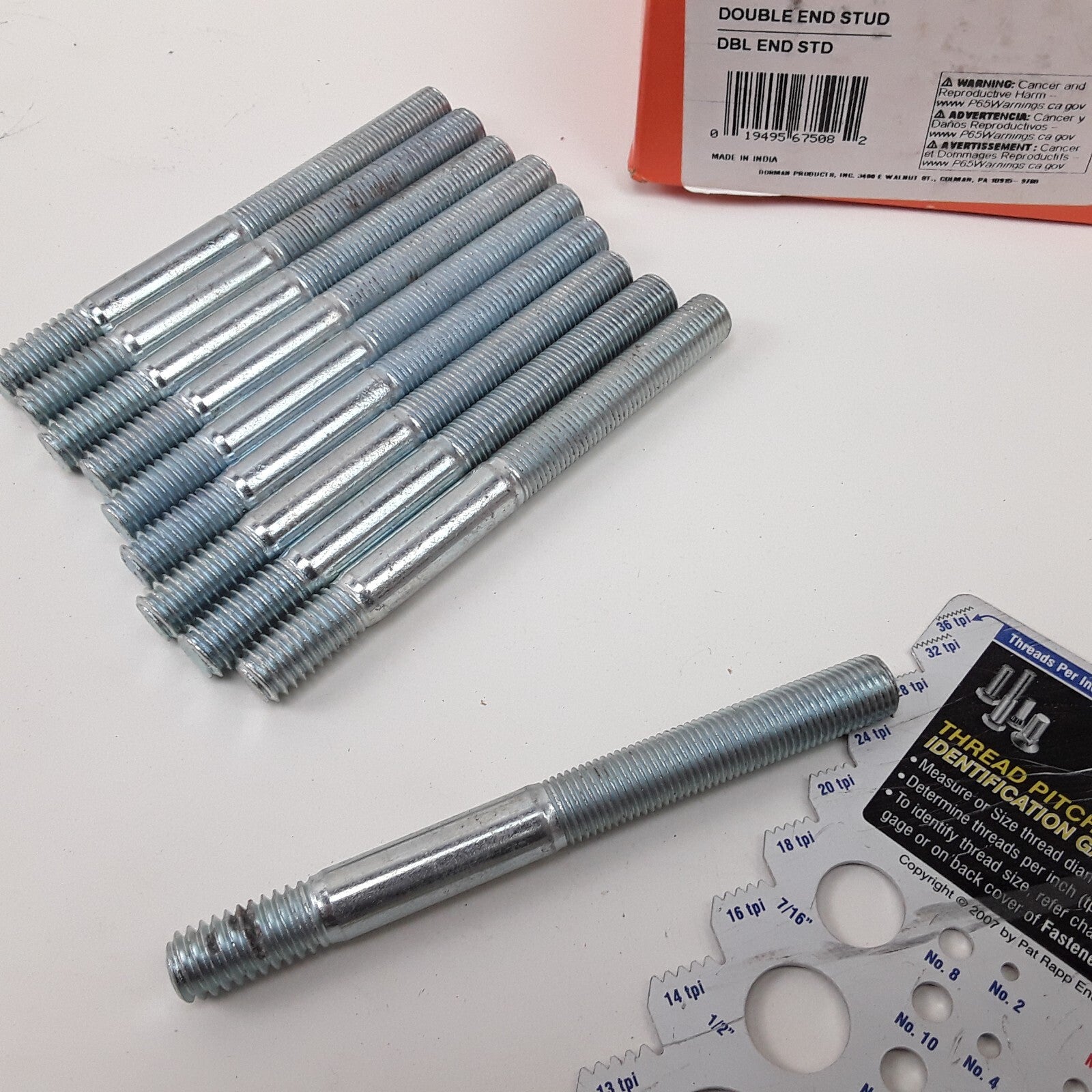 10 pc Double Ended Stud - 3/8-16 x 5/8 In. and 3/8-24 x 1-15/16 In Universal Fit