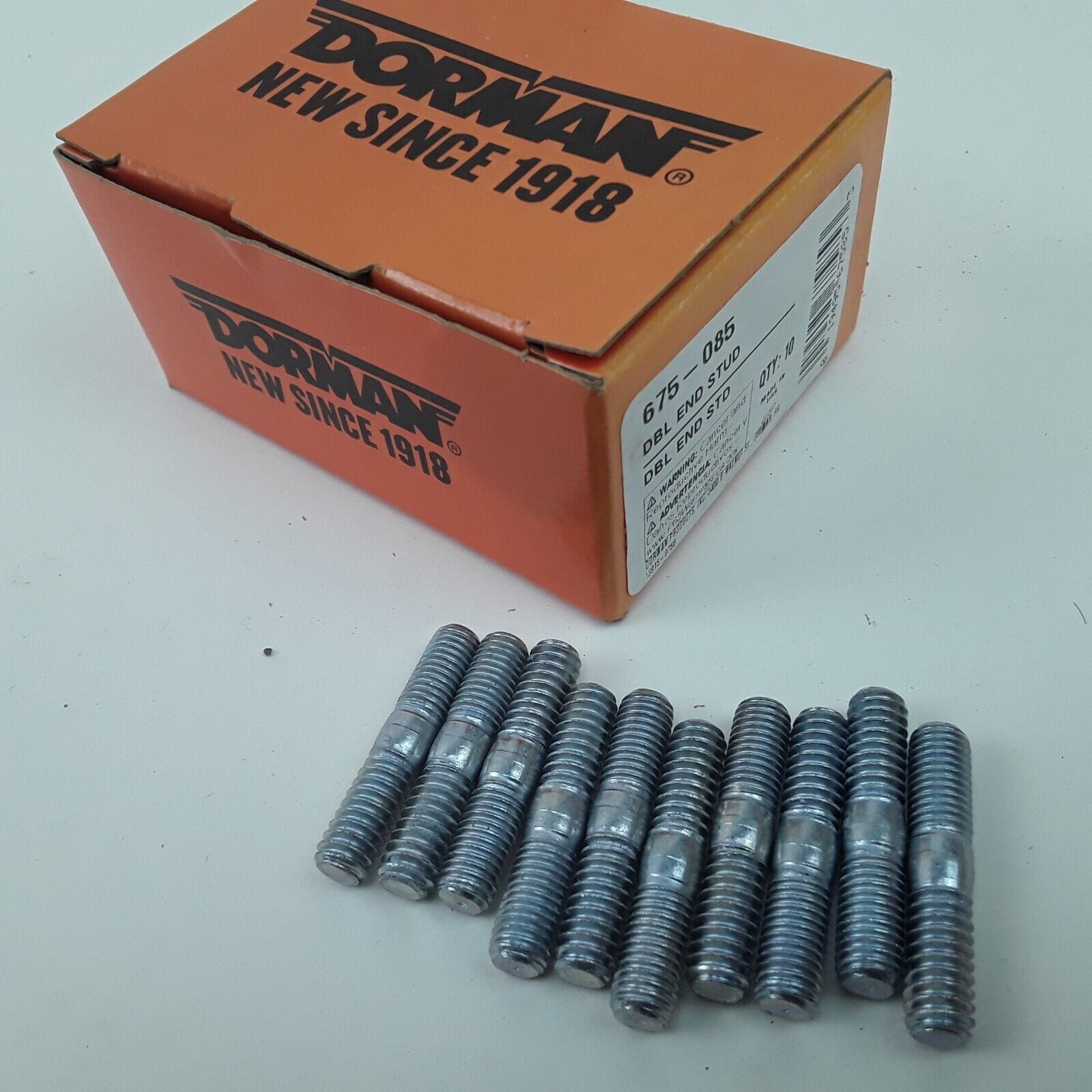 Double Ended Stud Steel - 1/4-20 x 1/2 In. and 1/4-28 x 1/2 In Pack of 10