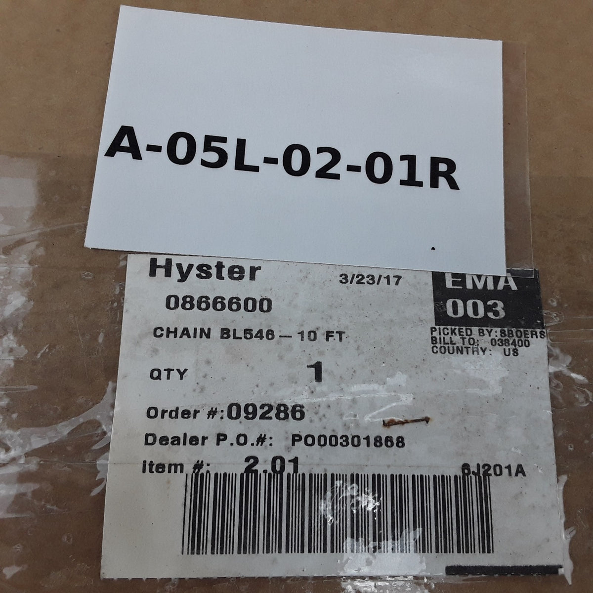 Mast Leaf Chain Fits Hyster H42.00B H37.00B H32.00B H920B H800B H700B Forklifts