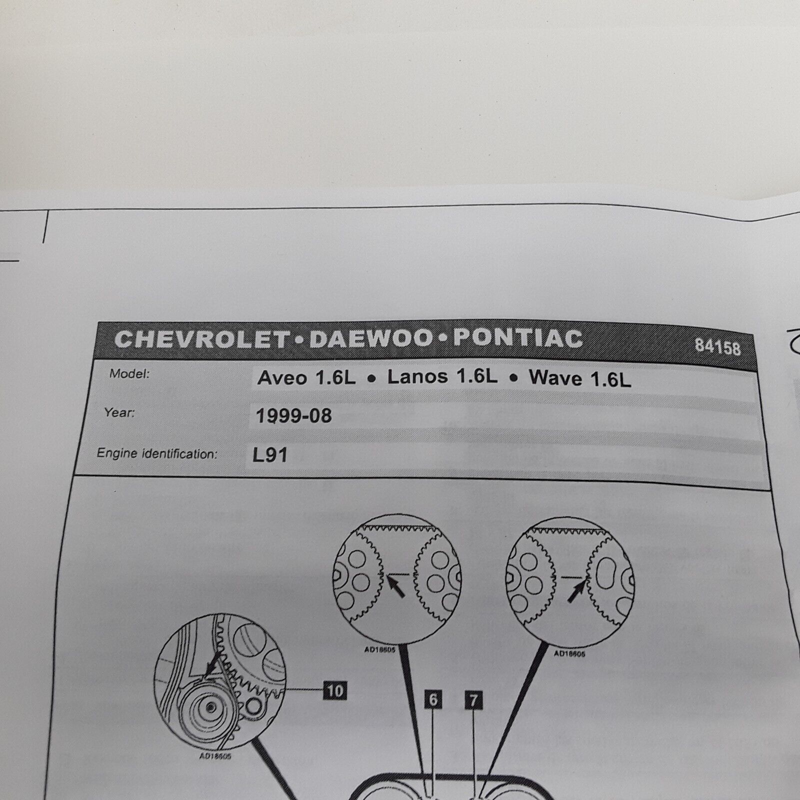 Engine Timing Belt Component Kit Fits Chevrolet Aveo Daewoo Lanos 1999-2008
