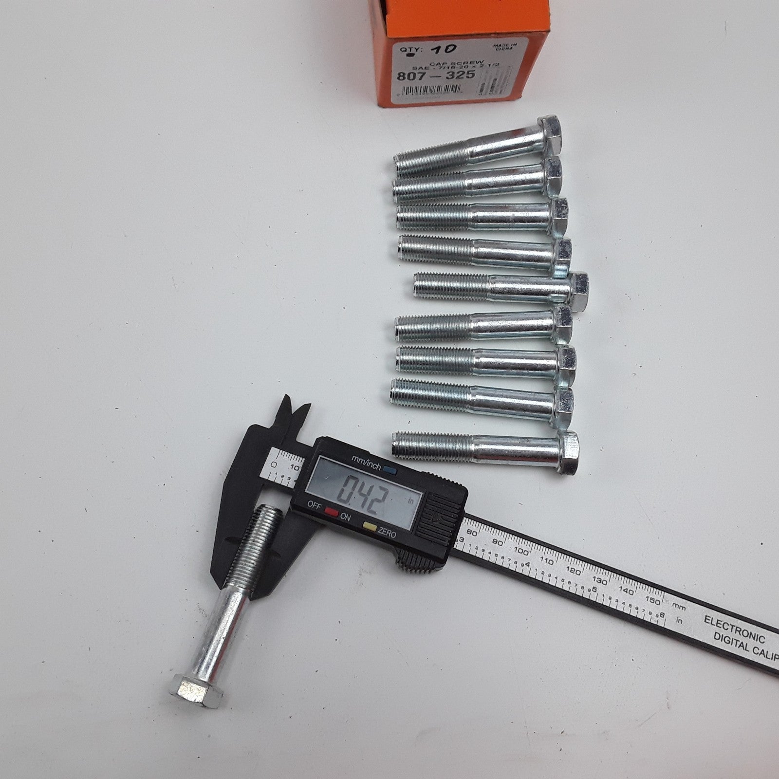 Dorman 807-325 Cap Screw-Hex Steel Head-Grade 5- 7/16-20 x 2-1/2 in Set of 10