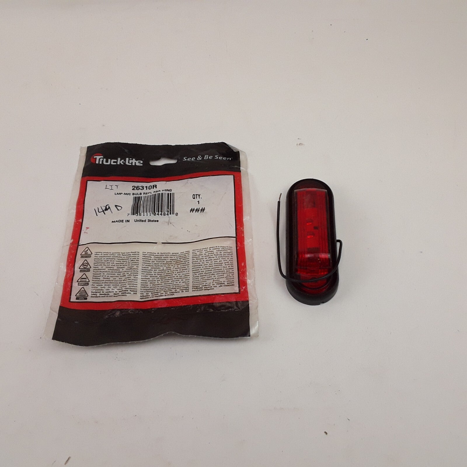 Truck-Lite 26310R 26 Series Marker Clearance Light Hardwired Lamp Connection
