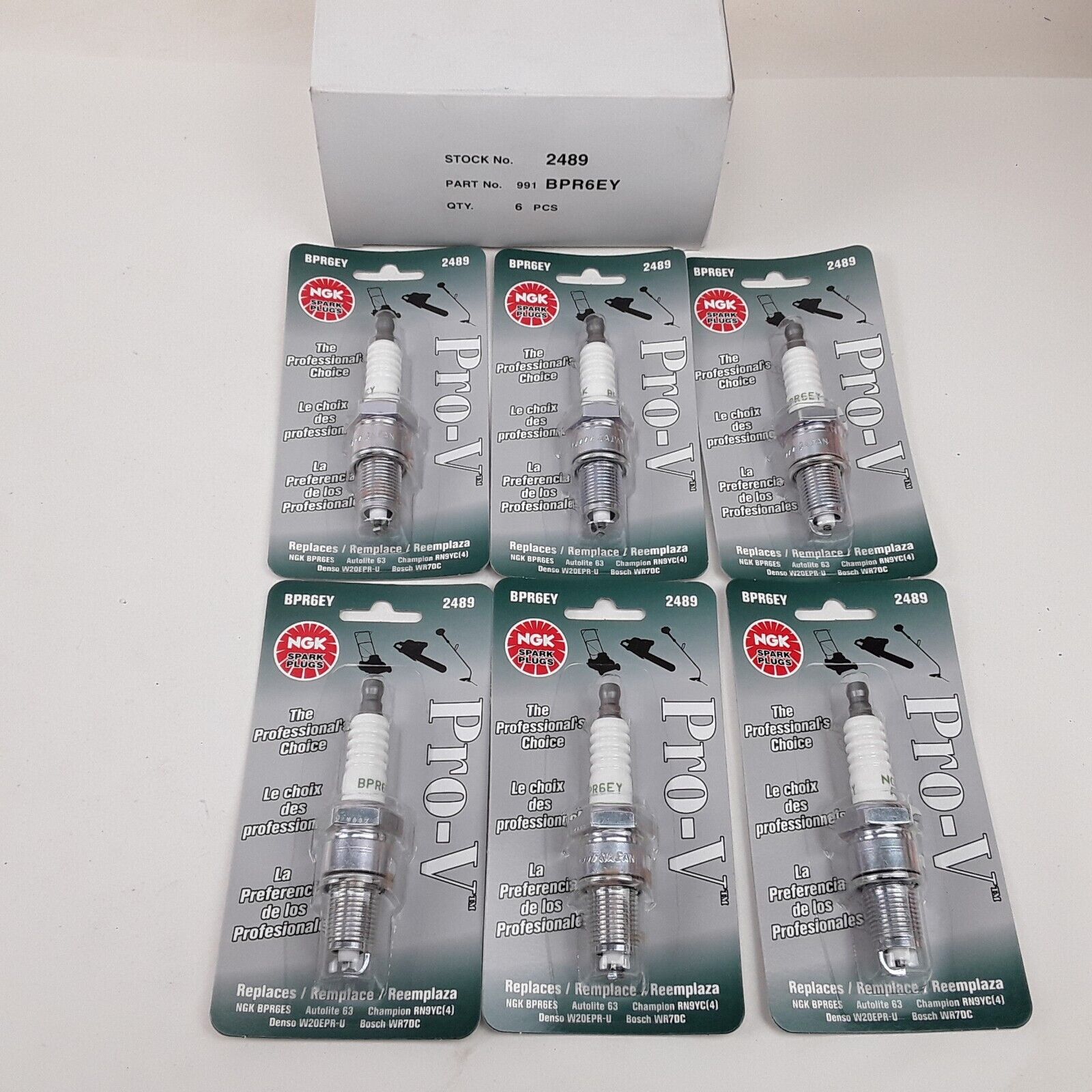 6 pc NGK 2489 BPR6EY Pro-V Spark Plug Fits BMW Nissan Dodge Honda Ford 1953-2018