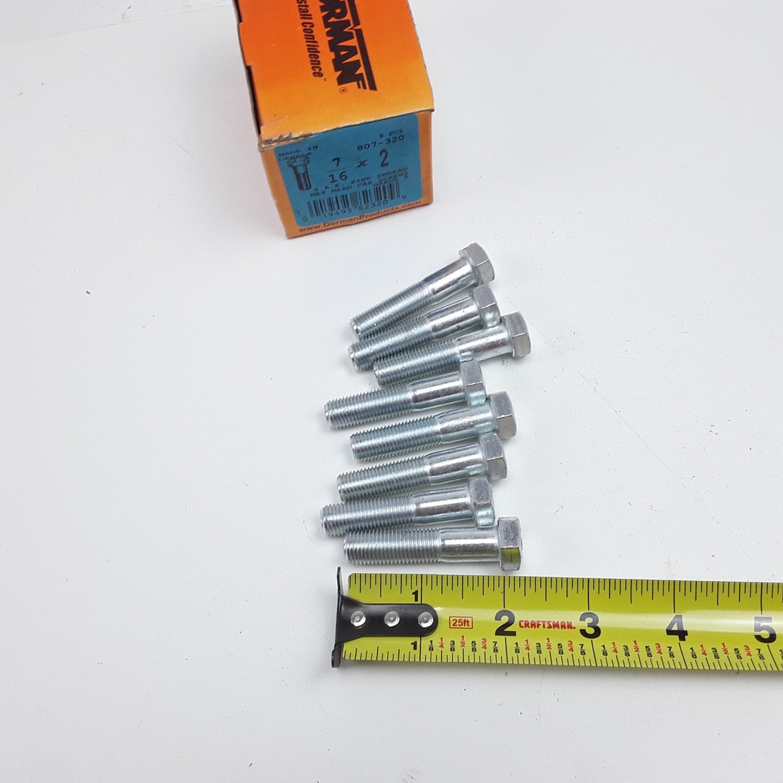 Dorman 807-320 Cap Screw-Hex Steel Head-Grade 5- 7/16-20 x 2 in Set of 8