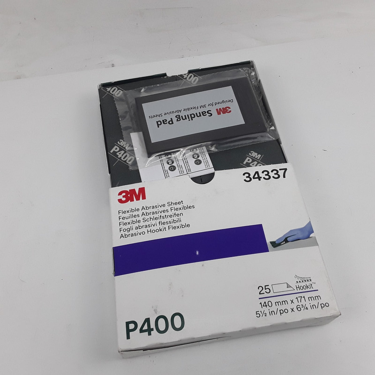 3M 34337 Flexible Abrasive Hand Sheet P400 5.5 in x 6.8 in 25 Sheets Per Carton