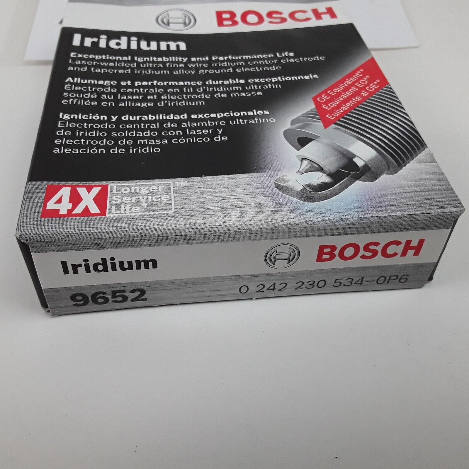 Set of 4 Bosch 9652 Double Iridium Spark Plugs Fits Dodge, Nissan, Toyota & More