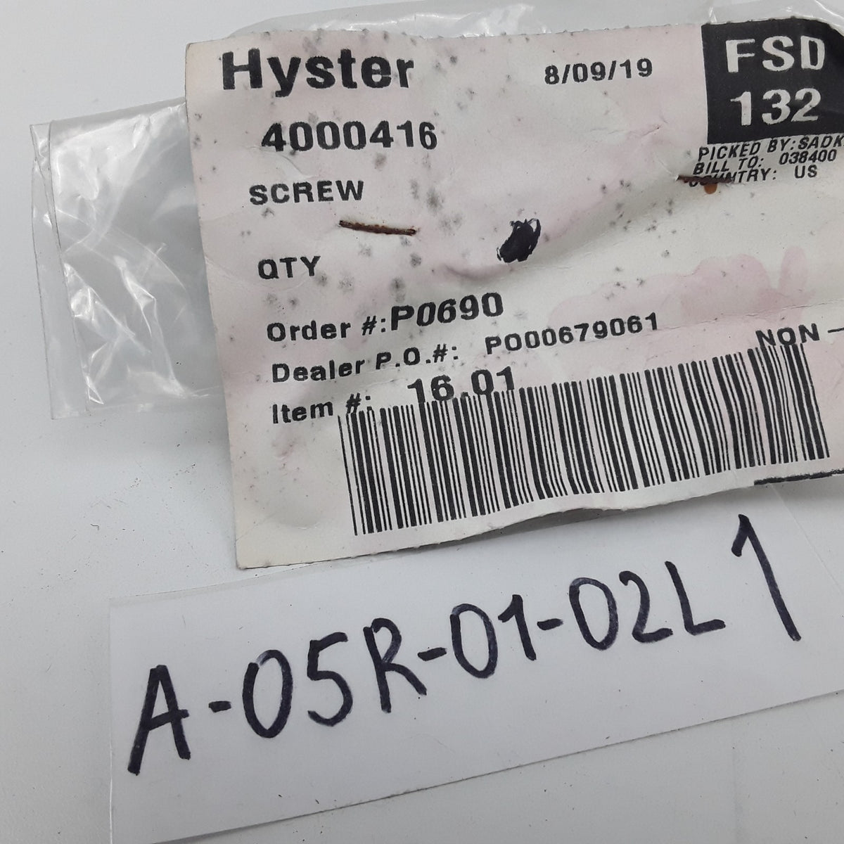Screw Assembly Fits Forklift H8.0FT9, H9.0FT, H8.0FT, F190FT, H175FT36, H170FT