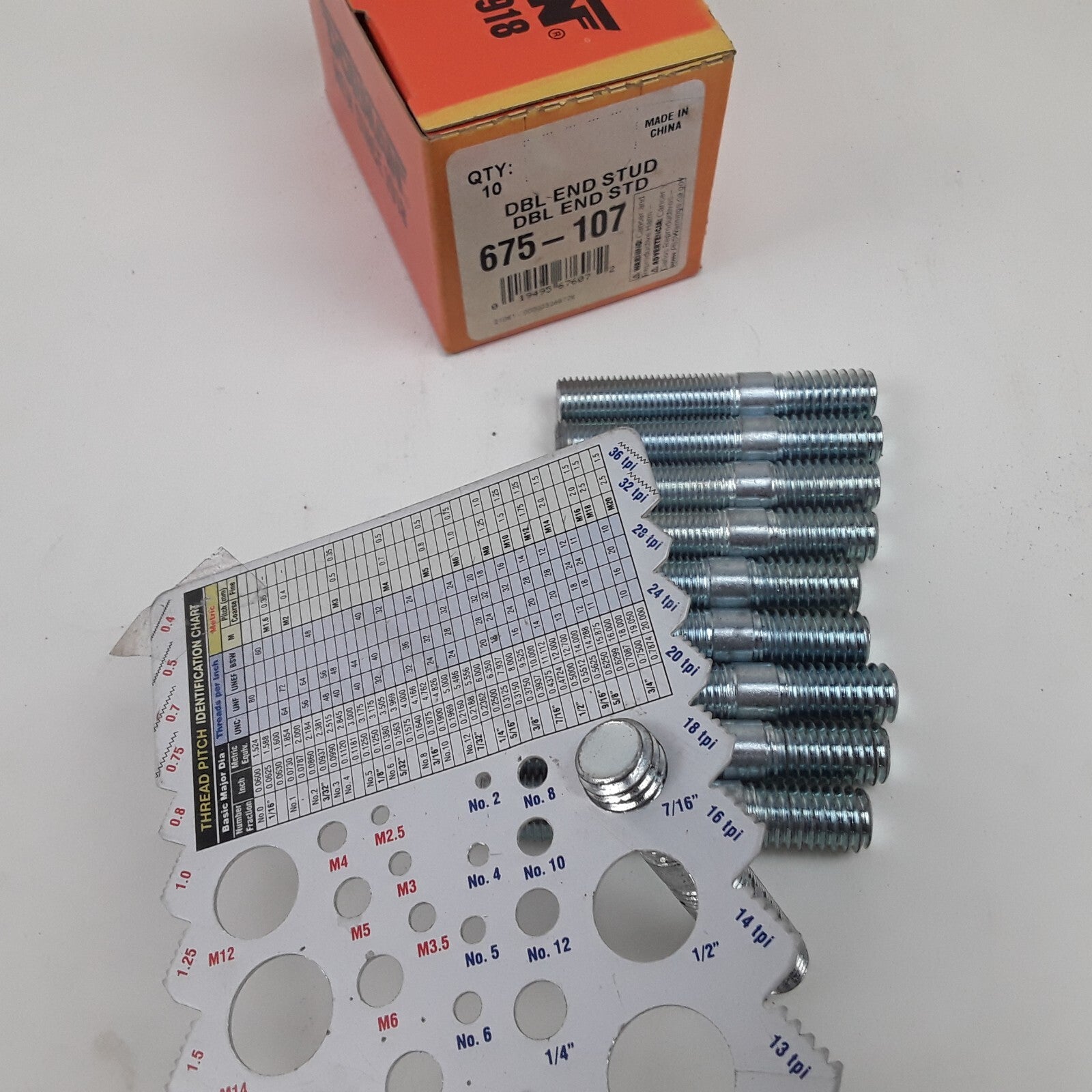 Car Truck Double Ended Stud Steel - 7/16-14 x 3/4 In. and 7/16-20 x 1-3/8 In