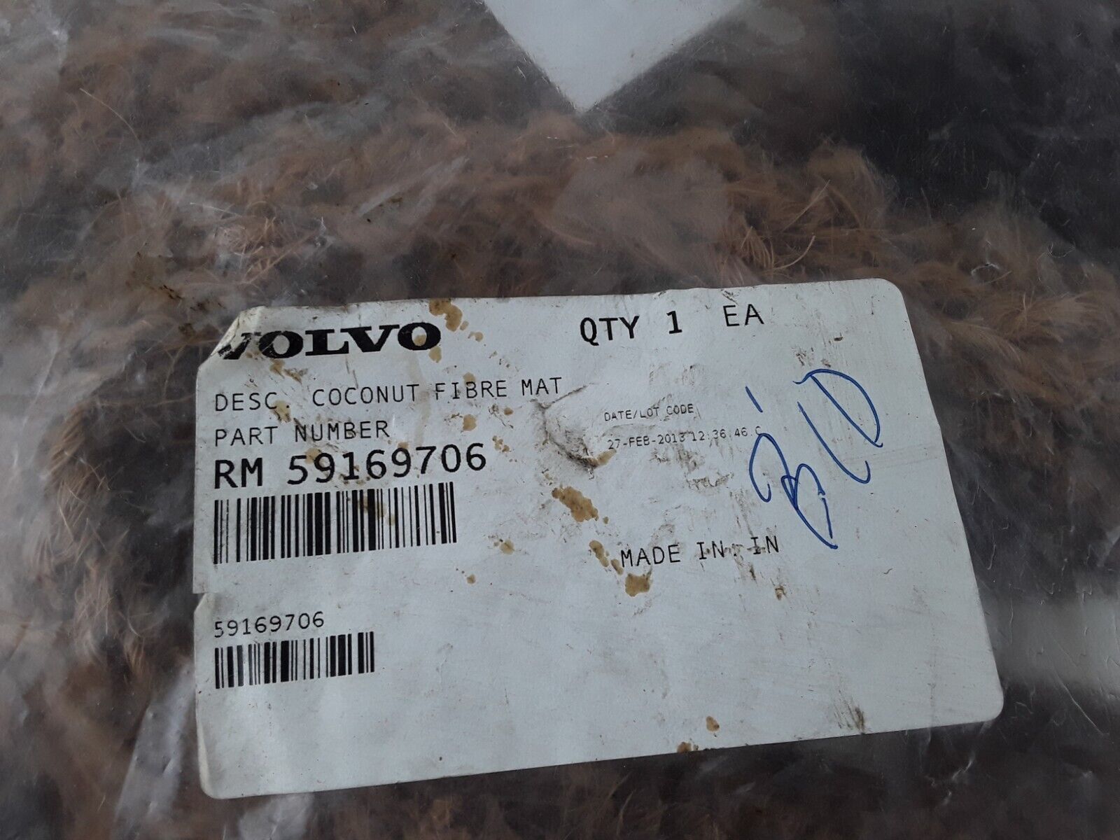 For Volvo Coconut Fibre Mat RM 59169706 FAST FREE SHIPPING - HotCarParts