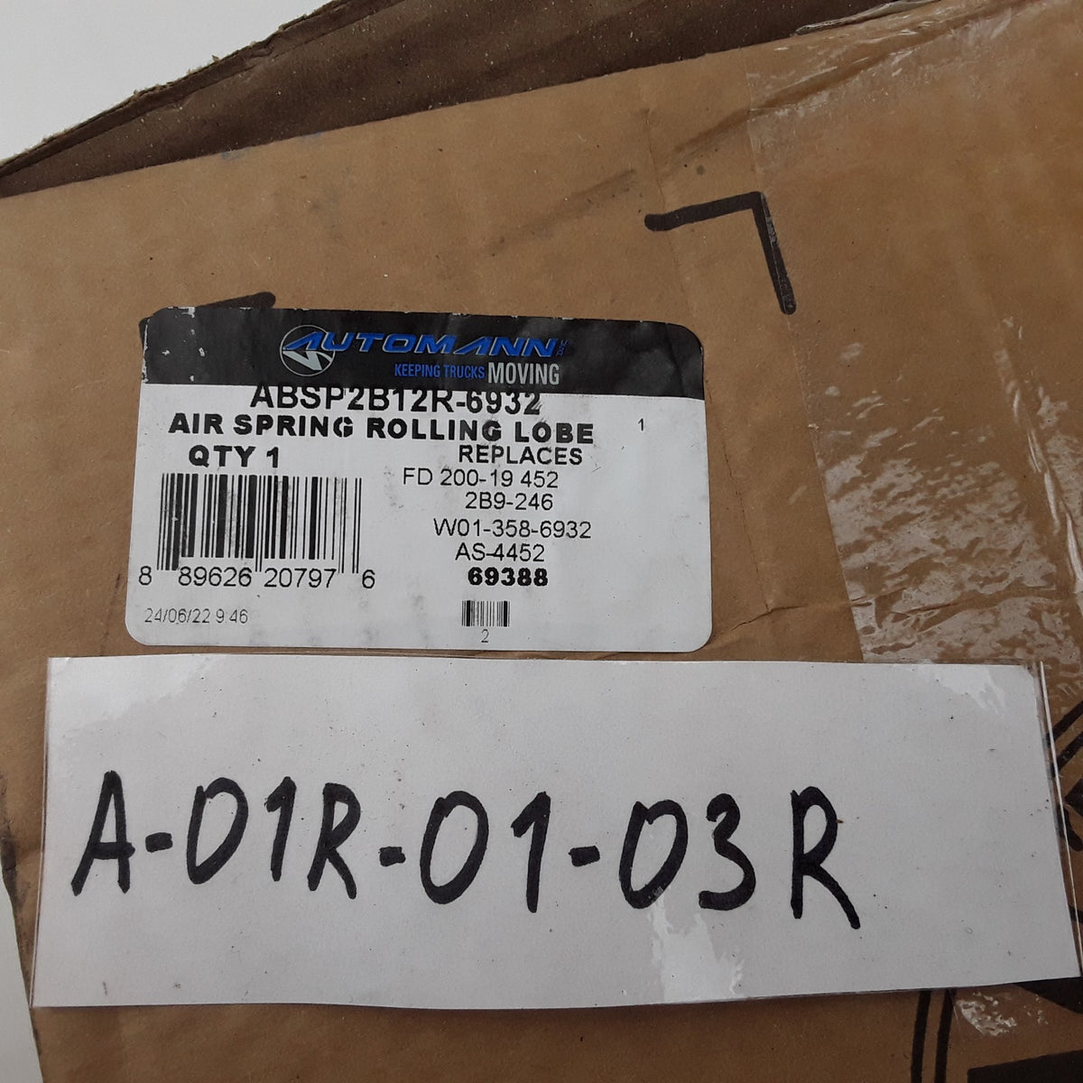 Automann ABSP2B12R-6932 Air Spring Double Convoluted Repl.W01-358-6932 , 2B9-246