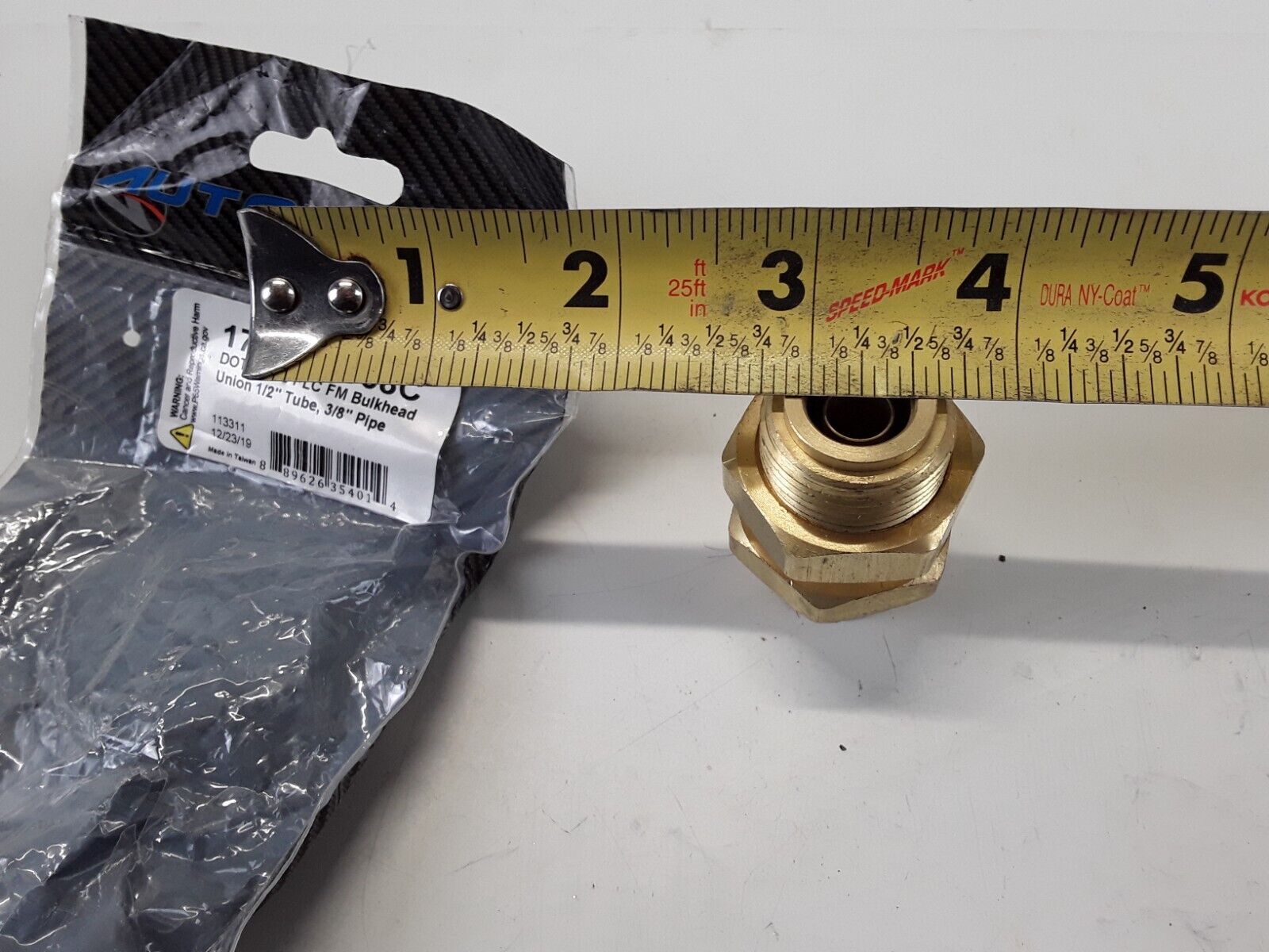 Brass PLC FM Bulkhead Union 1/2 Tube X 3/8in Pipe For Air Hose Fitting Connector - HotCarParts